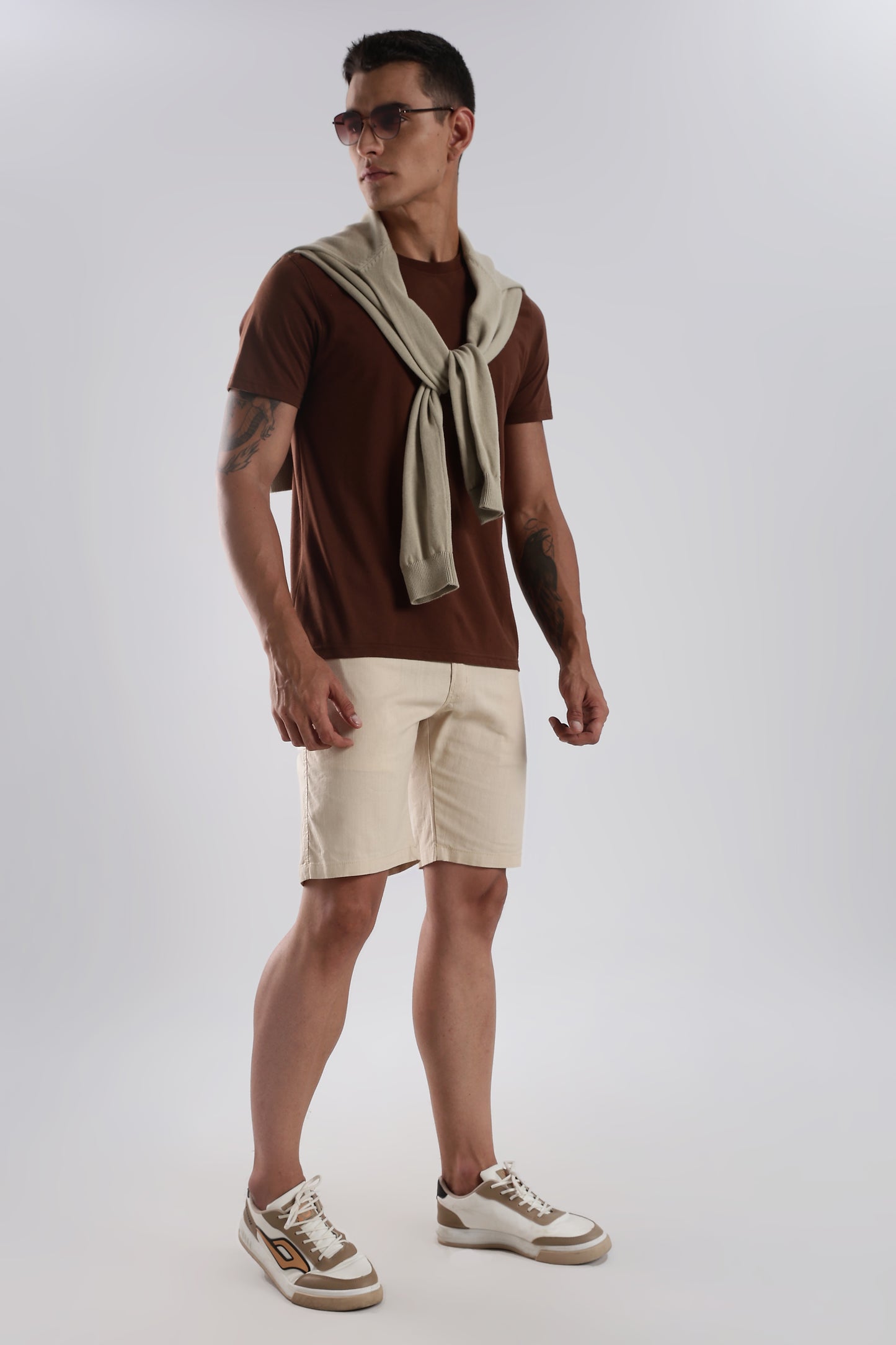 Men's linen Beige comfort crop pant