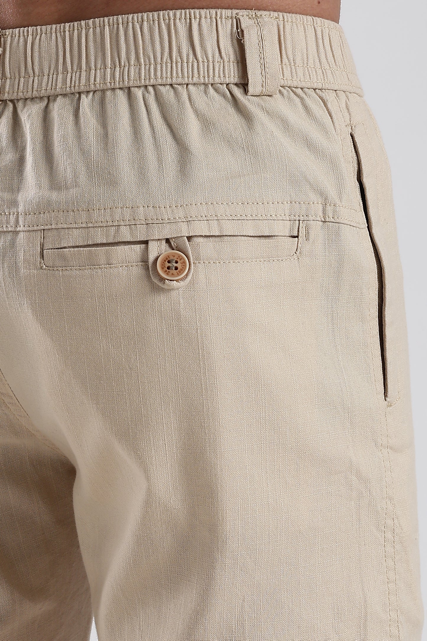 Men's linen Beige comfort crop pant