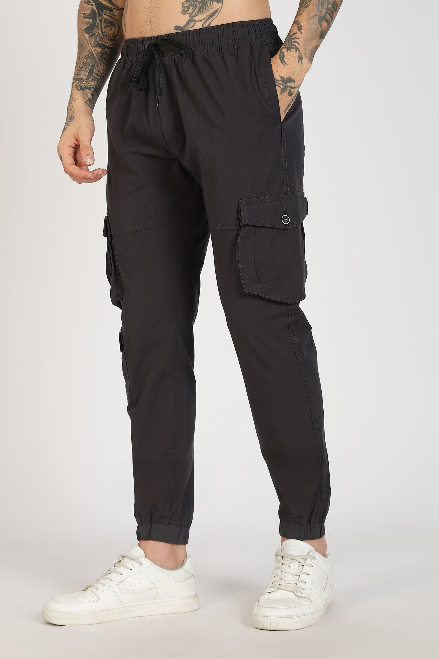 Men's Dark Grey Sprint Ease Solid Jogger Cotton
