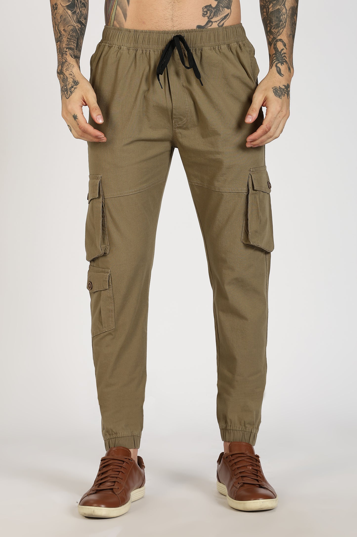 Men's Mantis Green Sprint Ease Solid Jogger Cotton