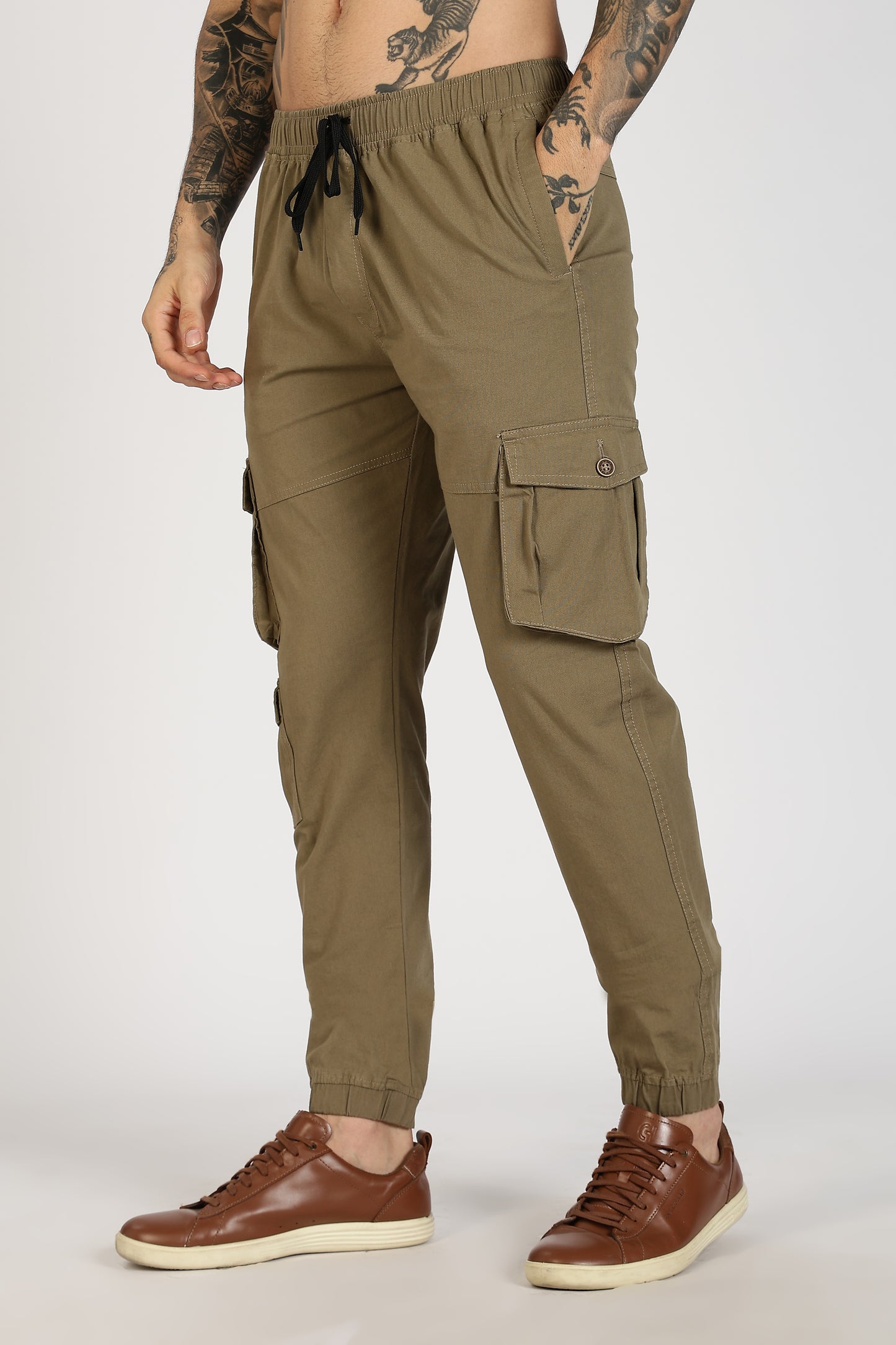 Men's Mantis Green Sprint Ease Solid Jogger Cotton