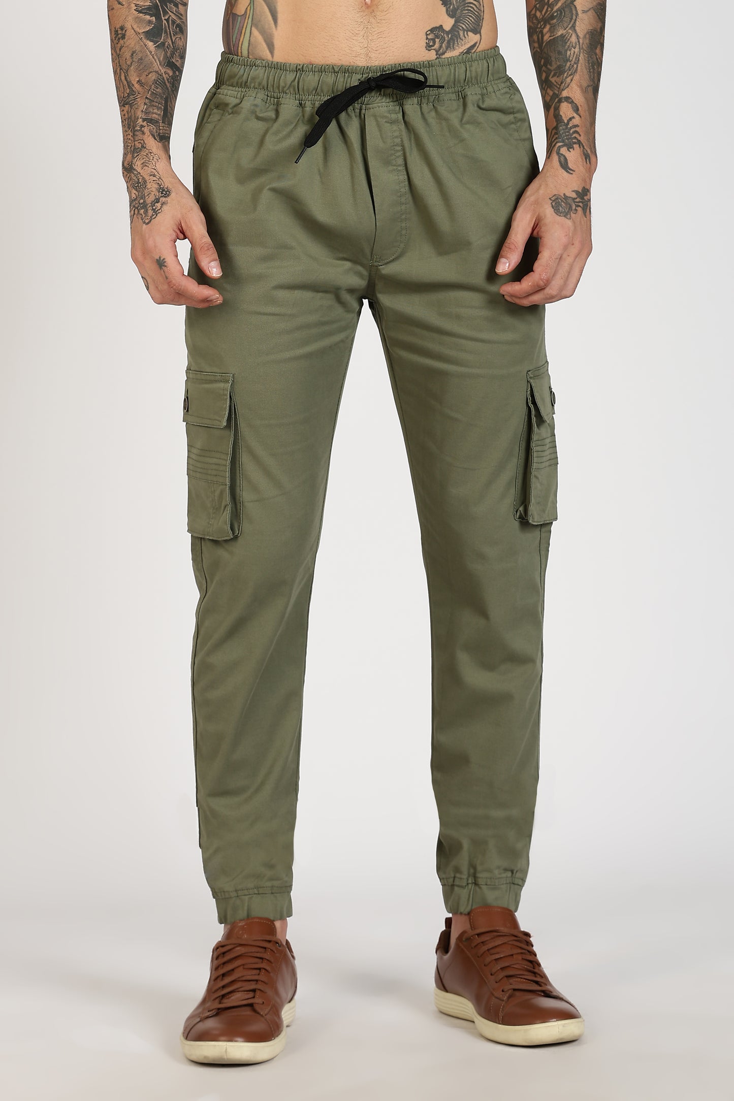 Men's Green Power Stride Solid Jogger Cotton