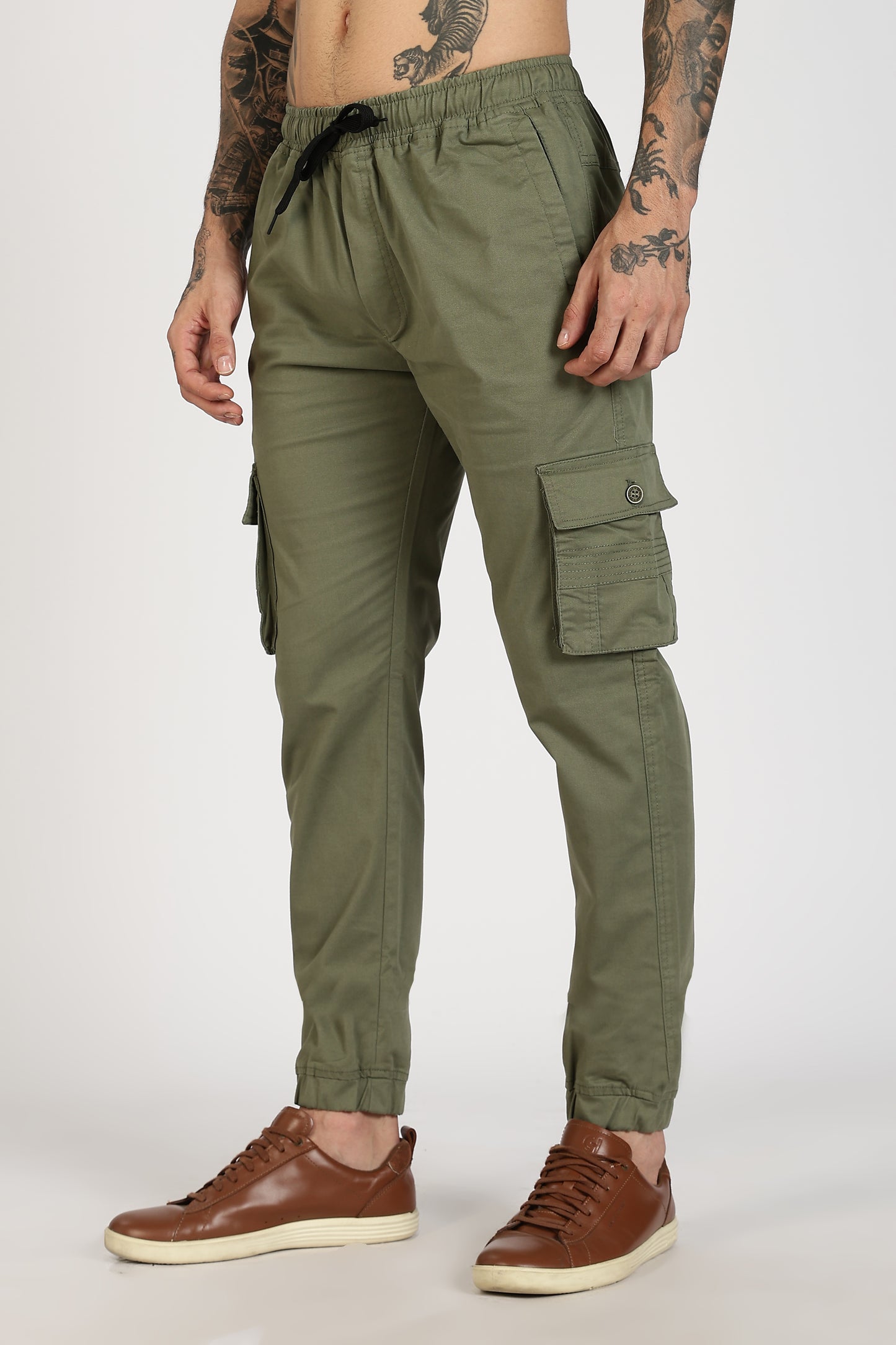 Men's Green Power Stride Solid Jogger Cotton