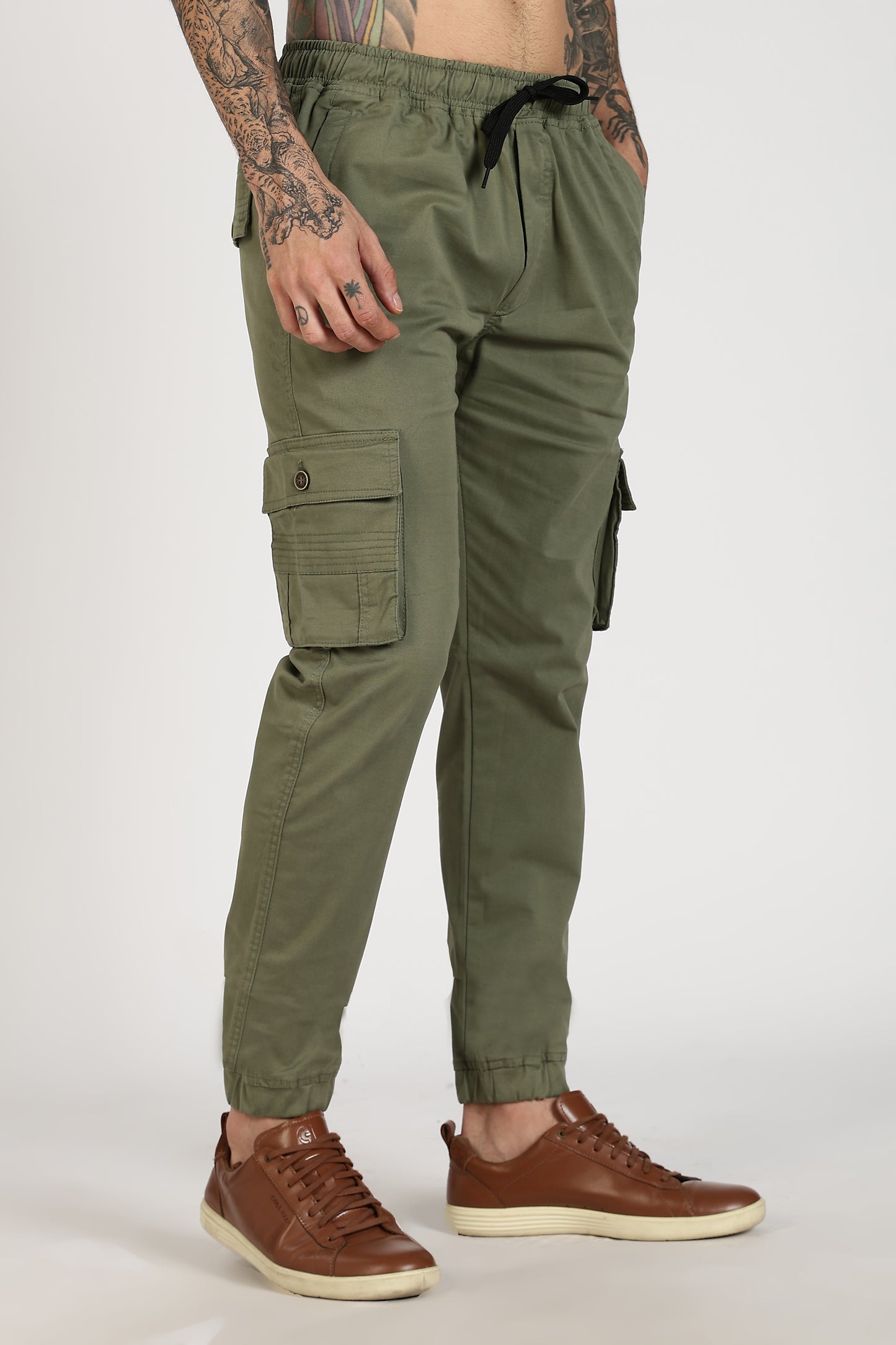 Men's Green Power Stride Solid Jogger Cotton