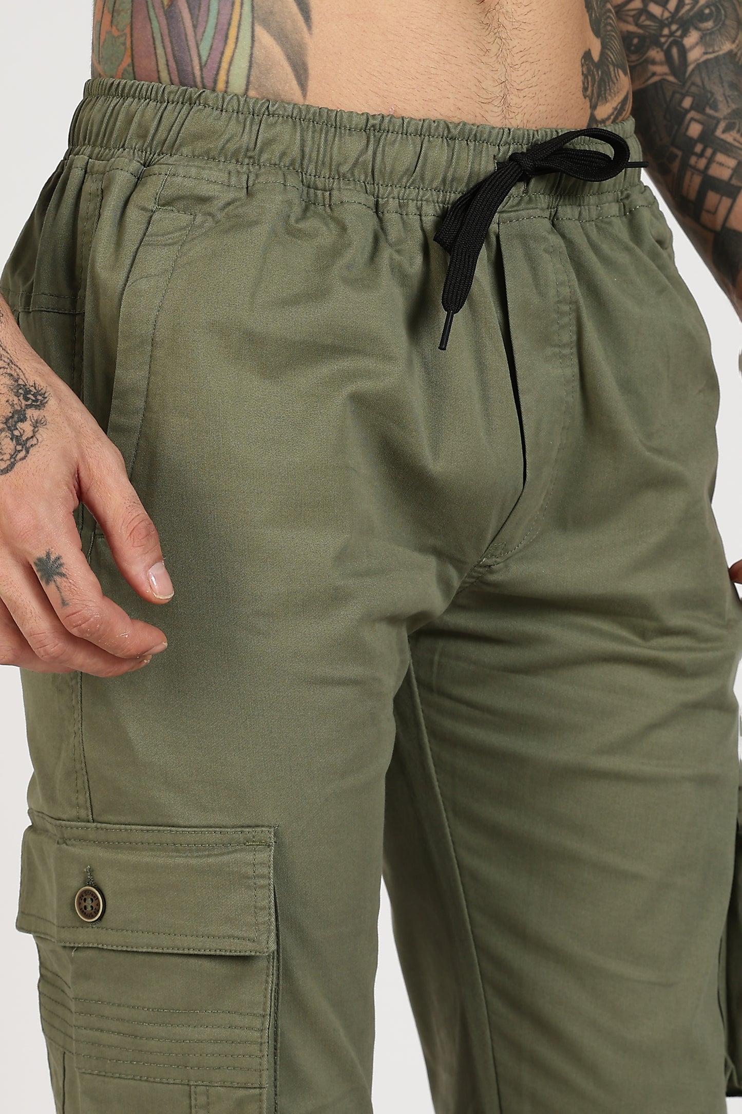 Men's Green Power Stride Solid Jogger Cotton