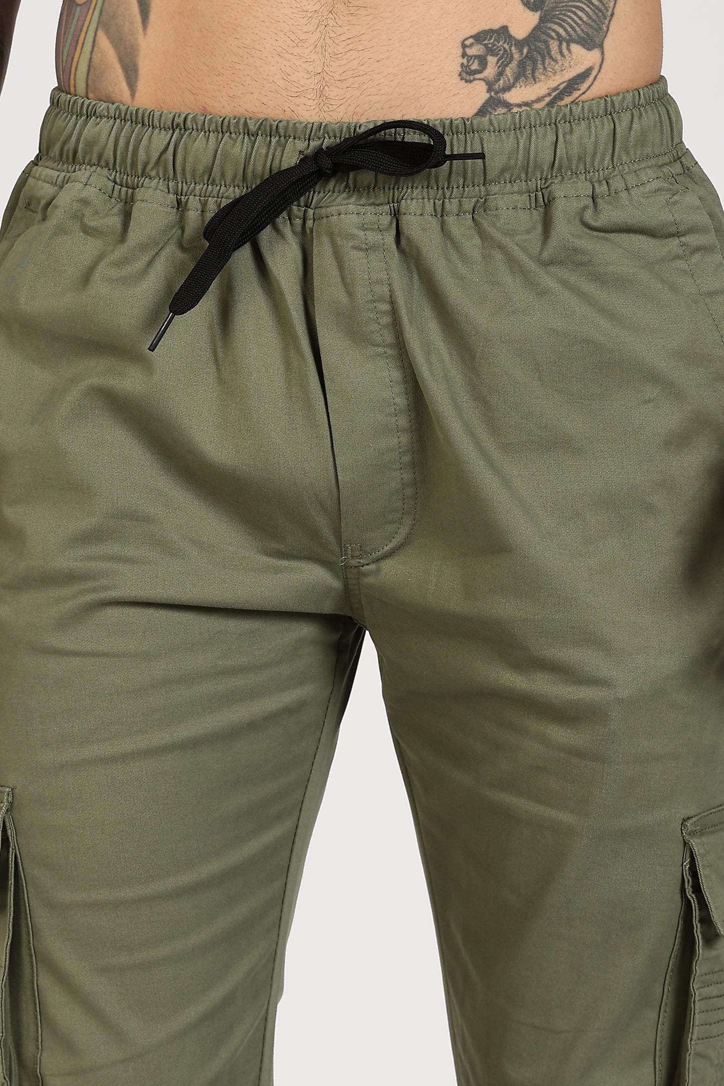 Men's Green Power Stride Solid Jogger Cotton