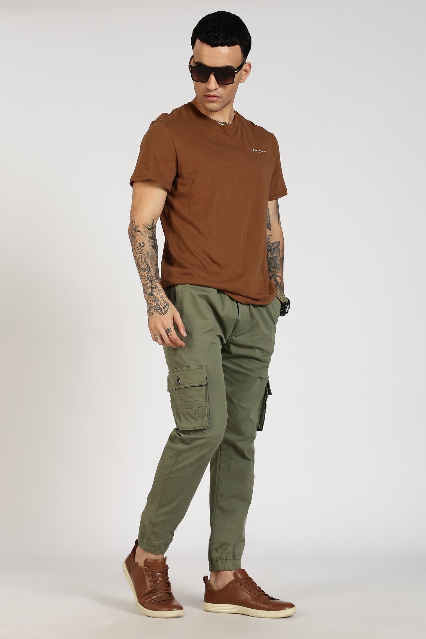 Men's Green Power Stride Solid Jogger Cotton
