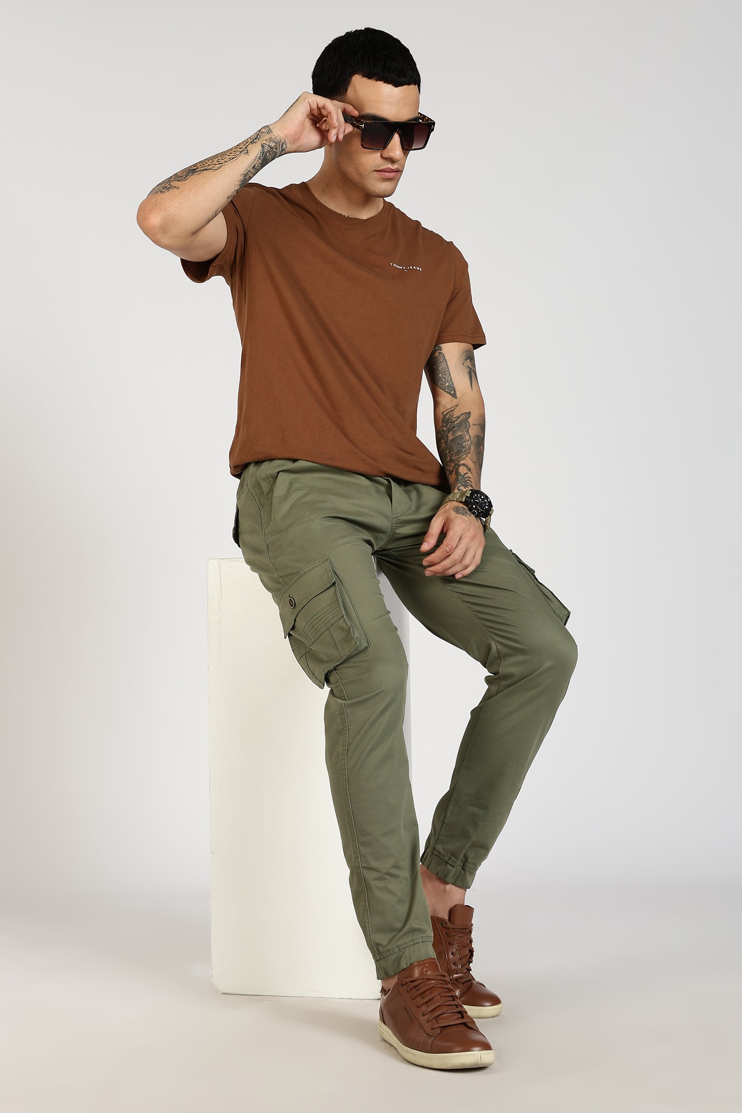 Men's Green Power Stride Solid Jogger Cotton