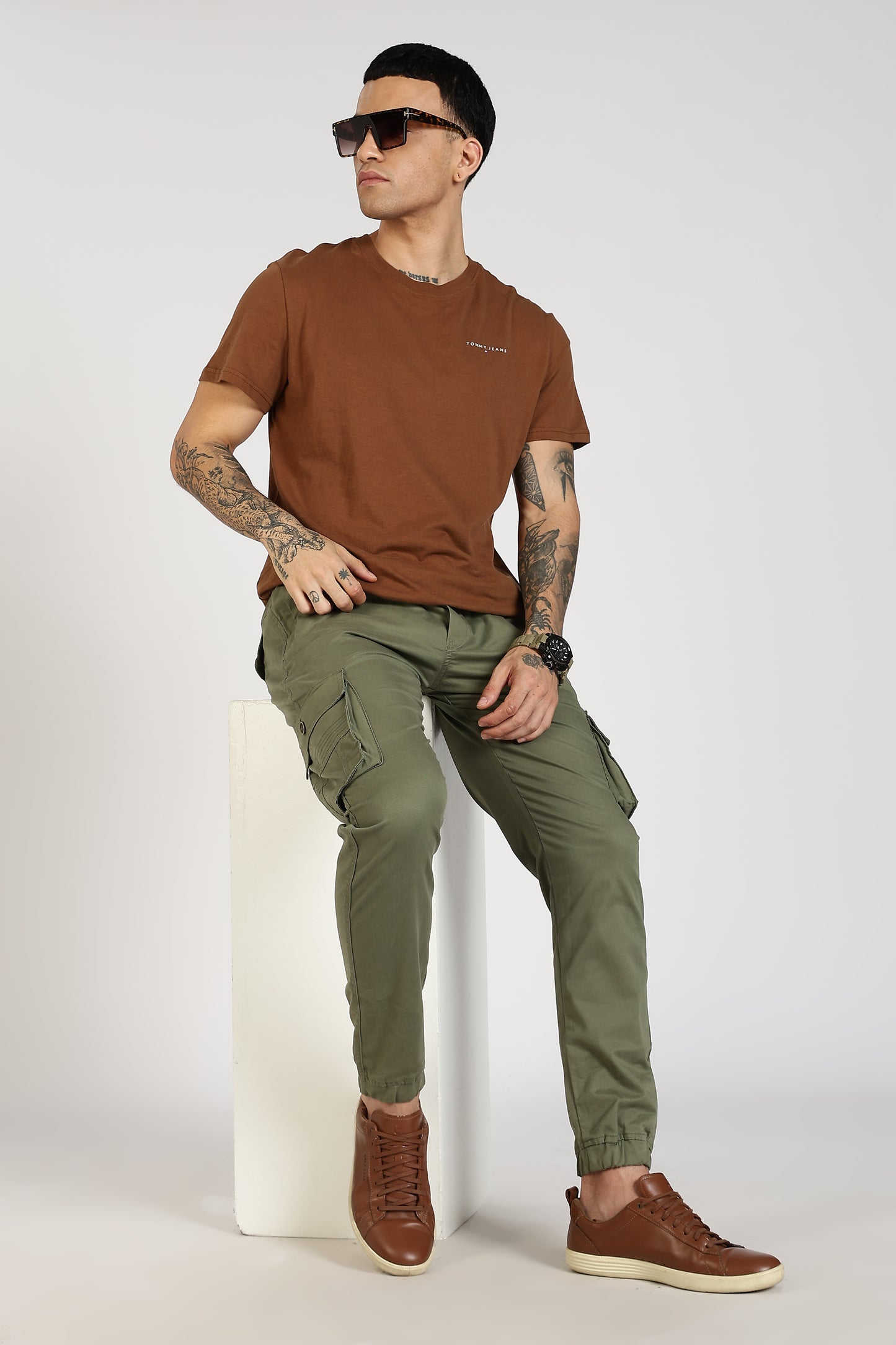Men's Green Power Stride Solid Jogger Cotton