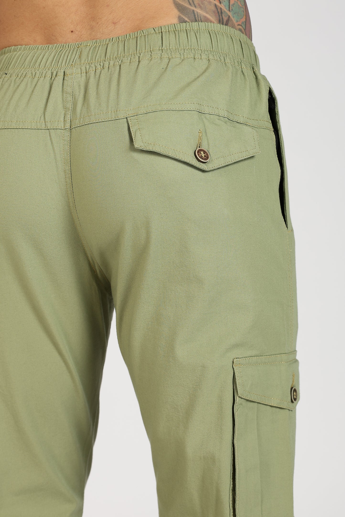 Men's Pista Green Sprint Ease Solid Jogger Cotton