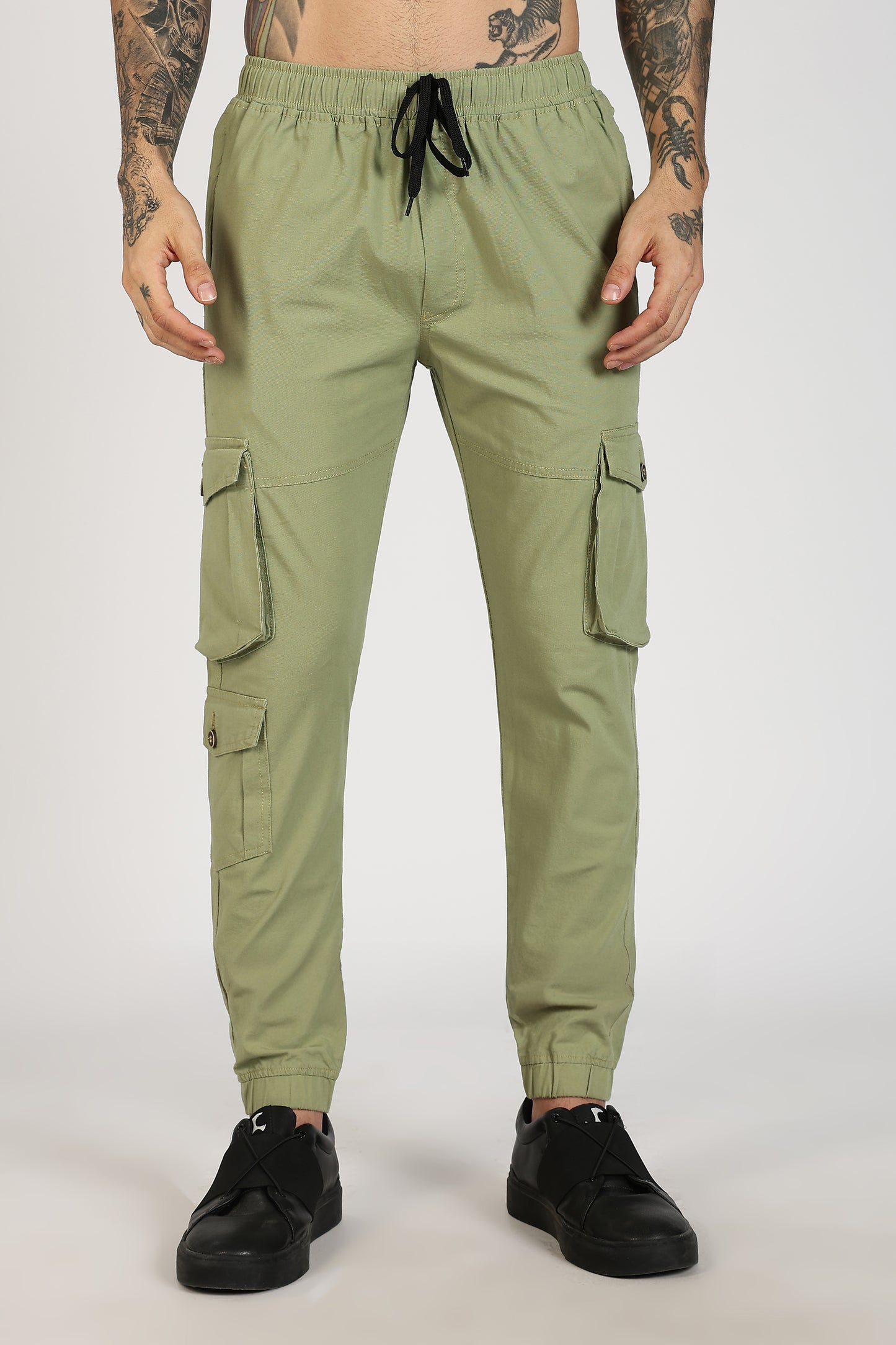 Men's Pista Green Sprint Ease Solid Jogger Cotton