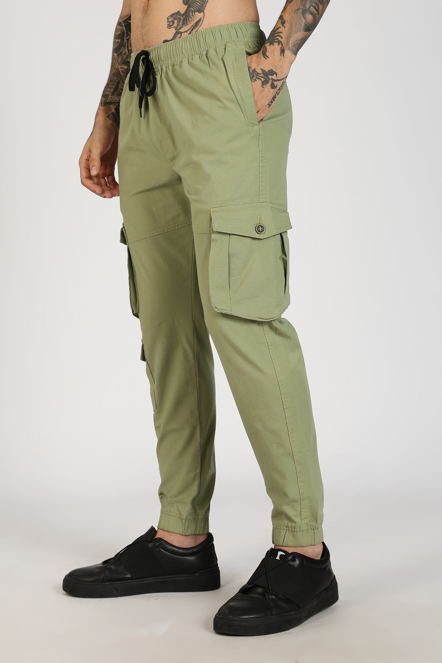 Men's Pista Green Sprint Ease Solid Jogger Cotton