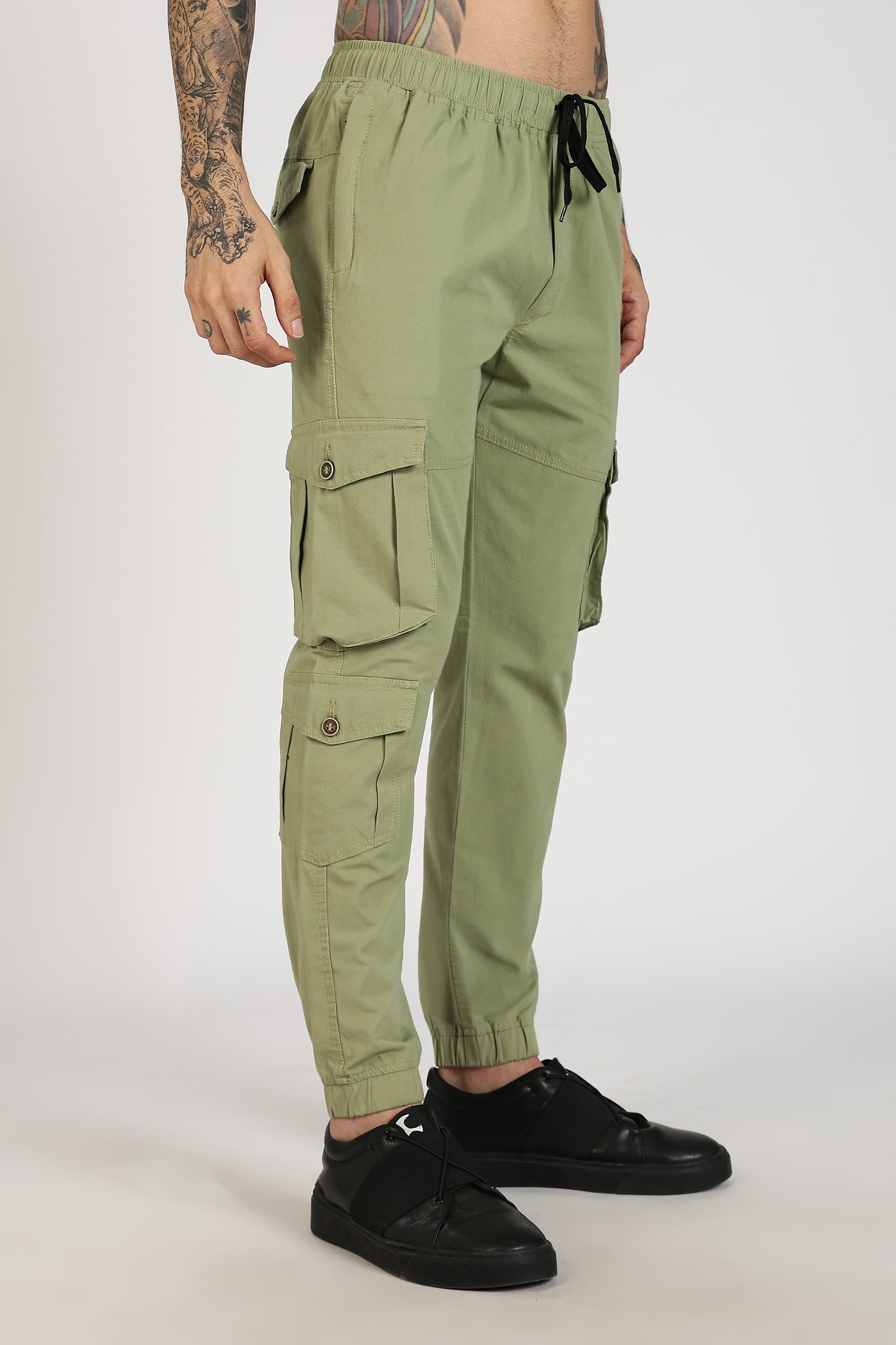 Men's Pista Green Sprint Ease Solid Jogger Cotton