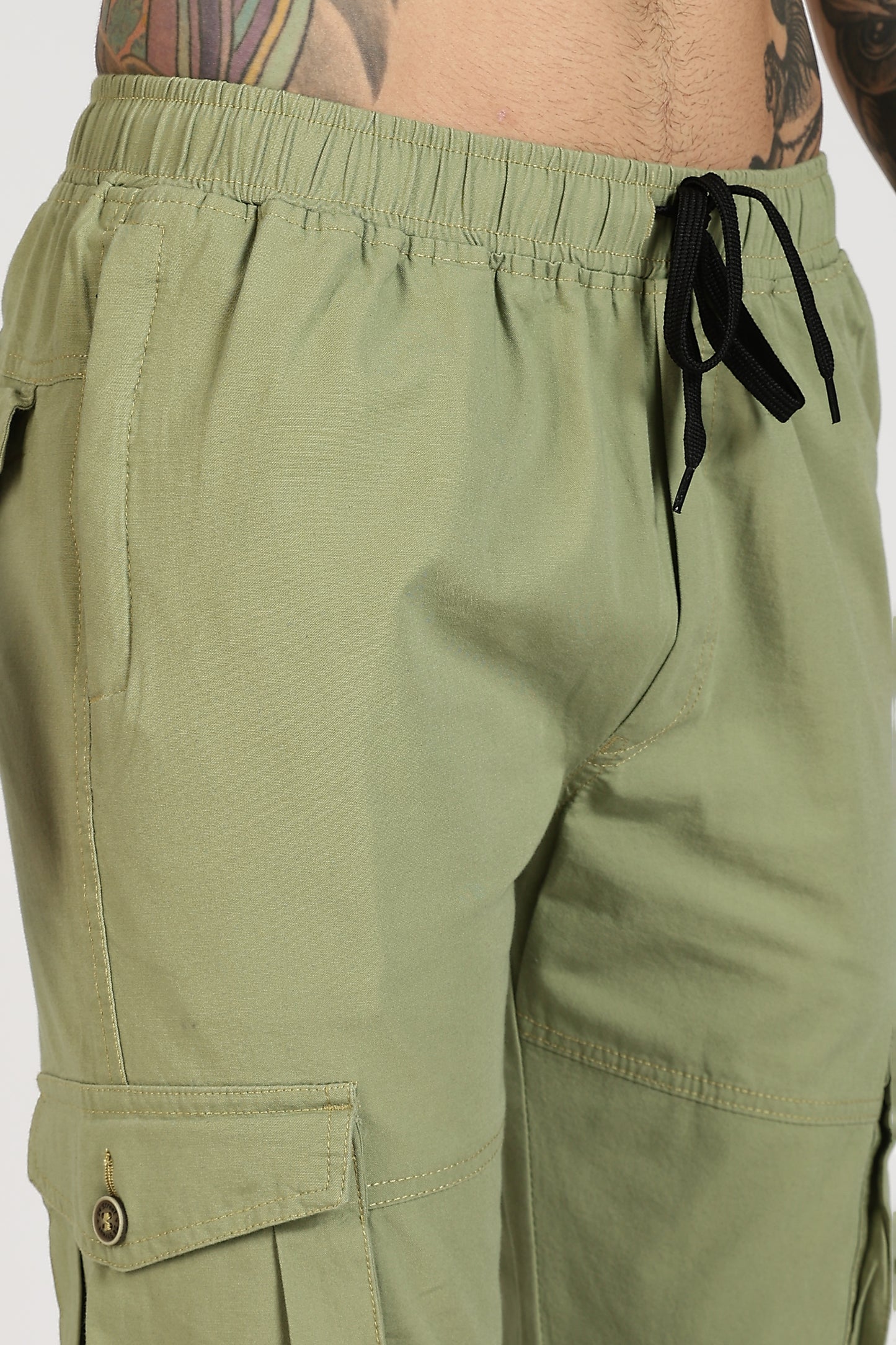 Men's Pista Green Sprint Ease Solid Jogger Cotton
