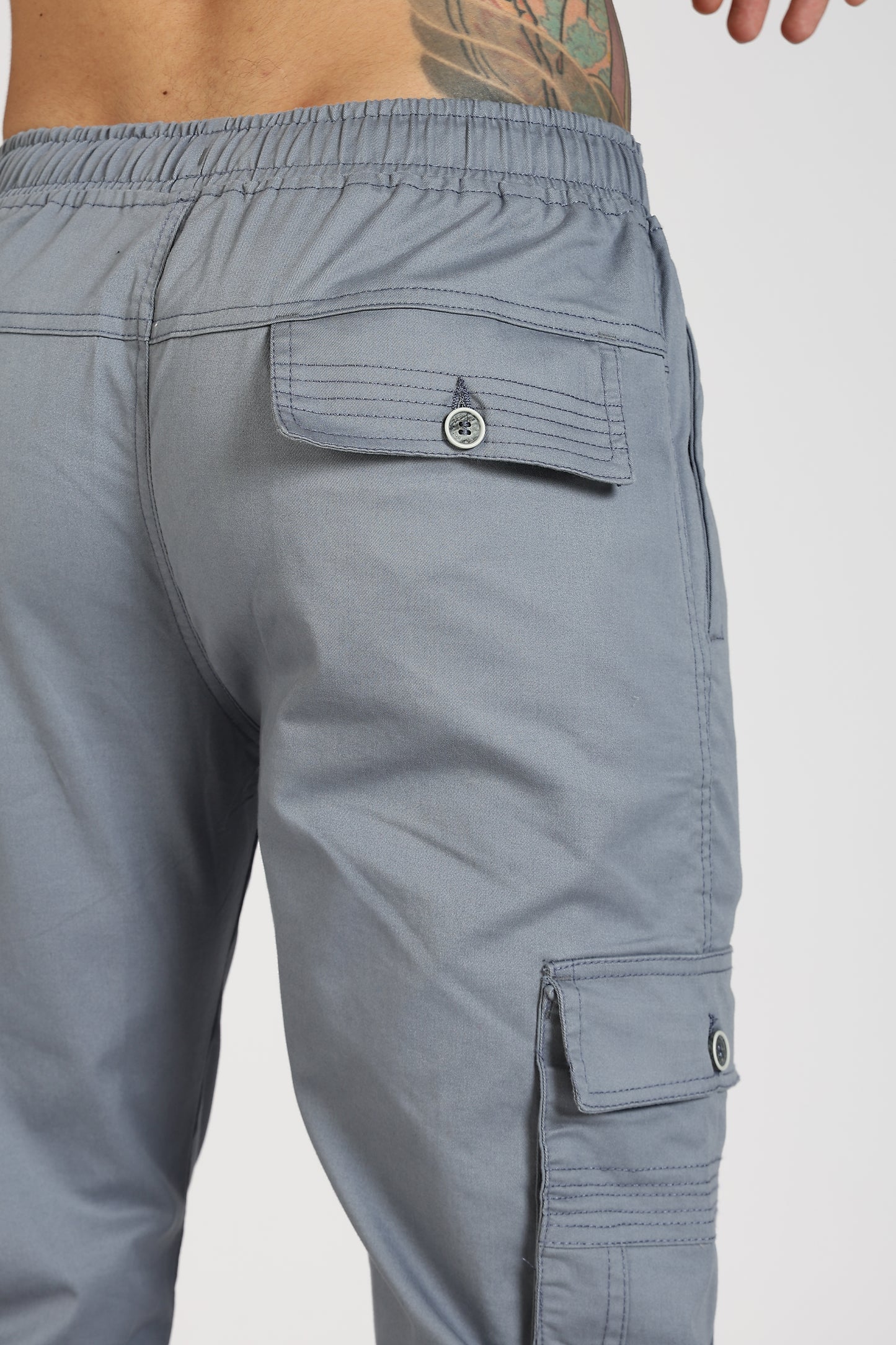 Men's Steel Grey Power Stride Solid Jogger Cotton