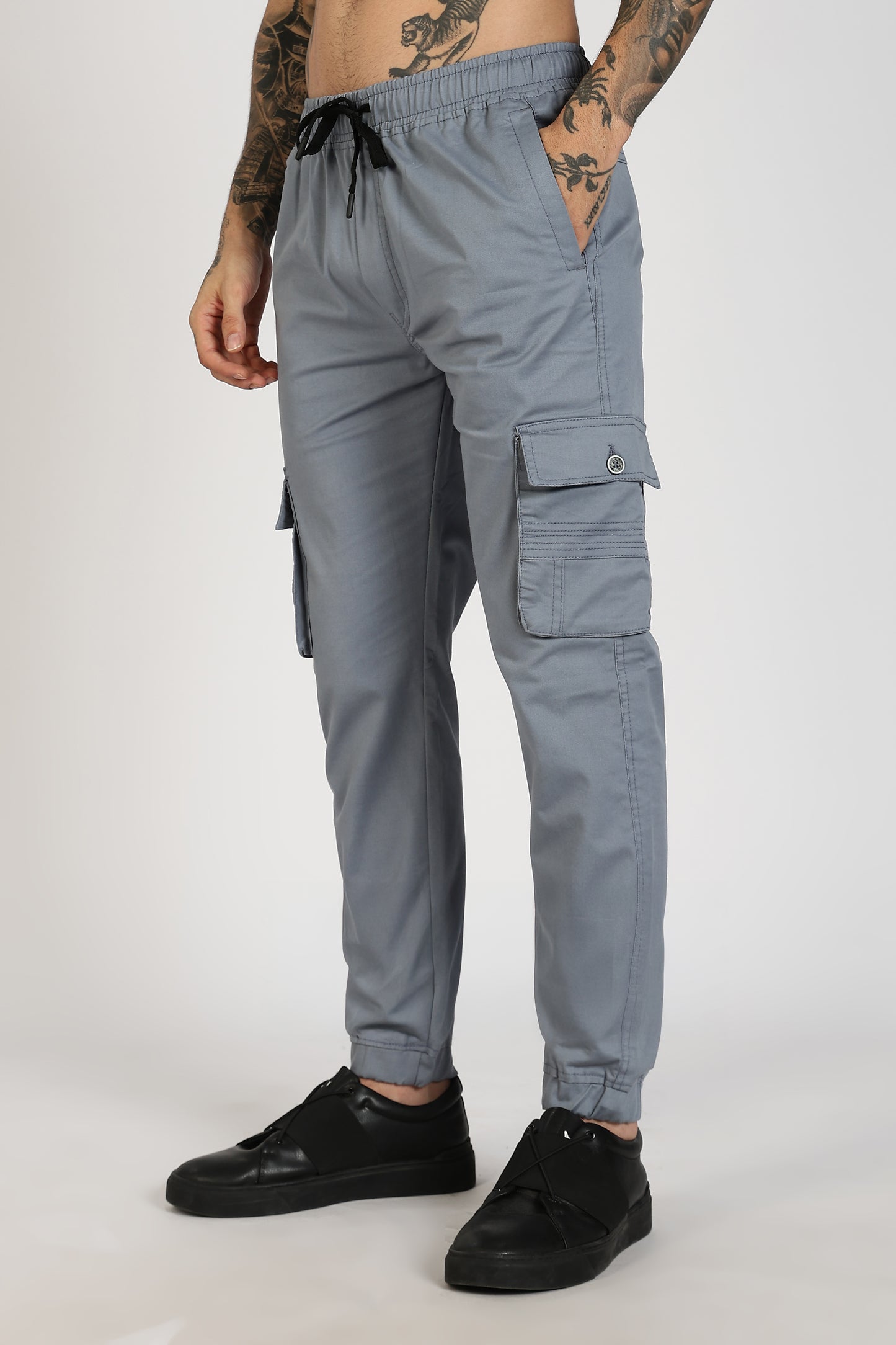 Men's Steel Grey Power Stride Solid Jogger Cotton
