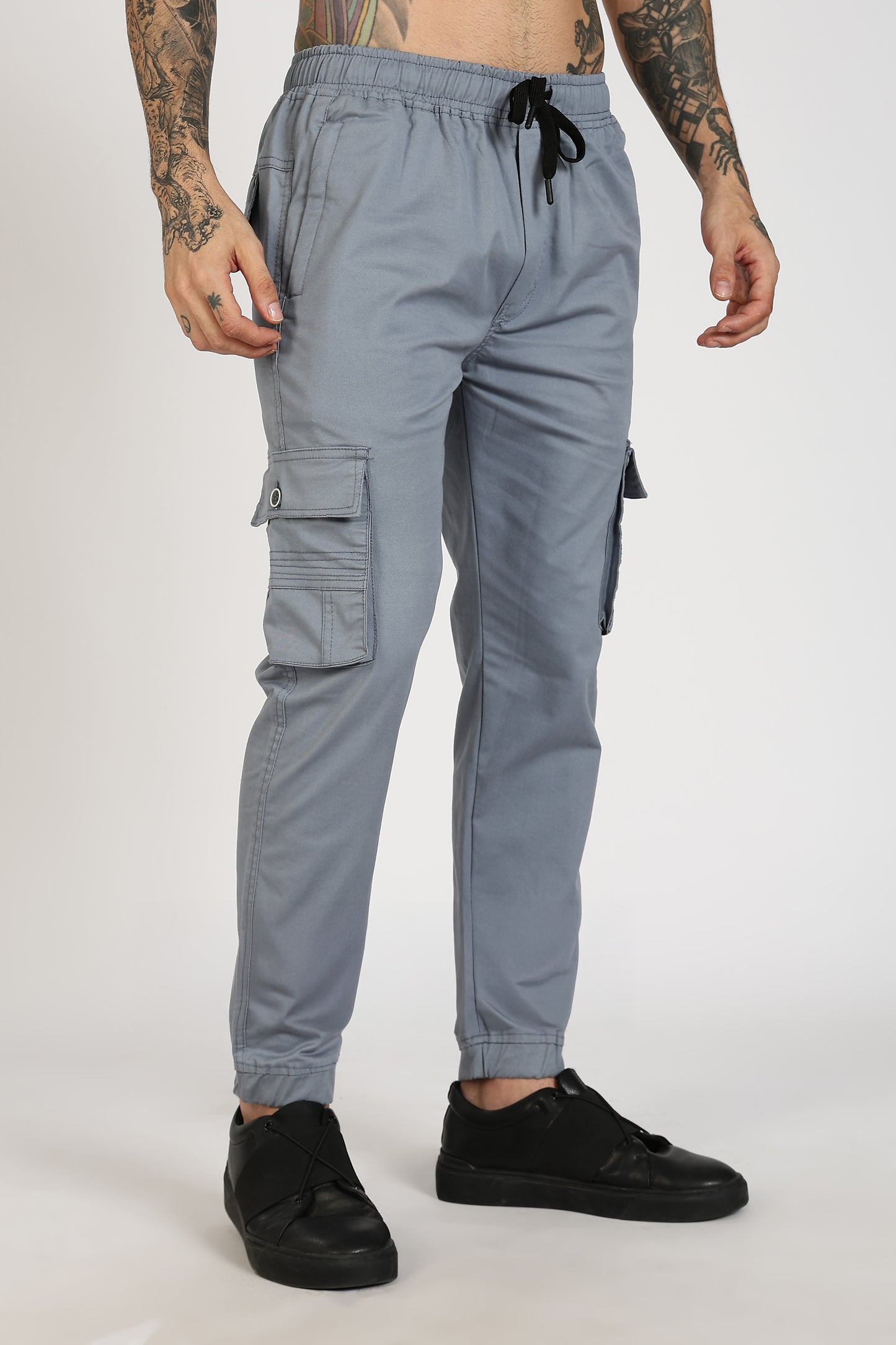 Men's Steel Grey Power Stride Solid Jogger Cotton