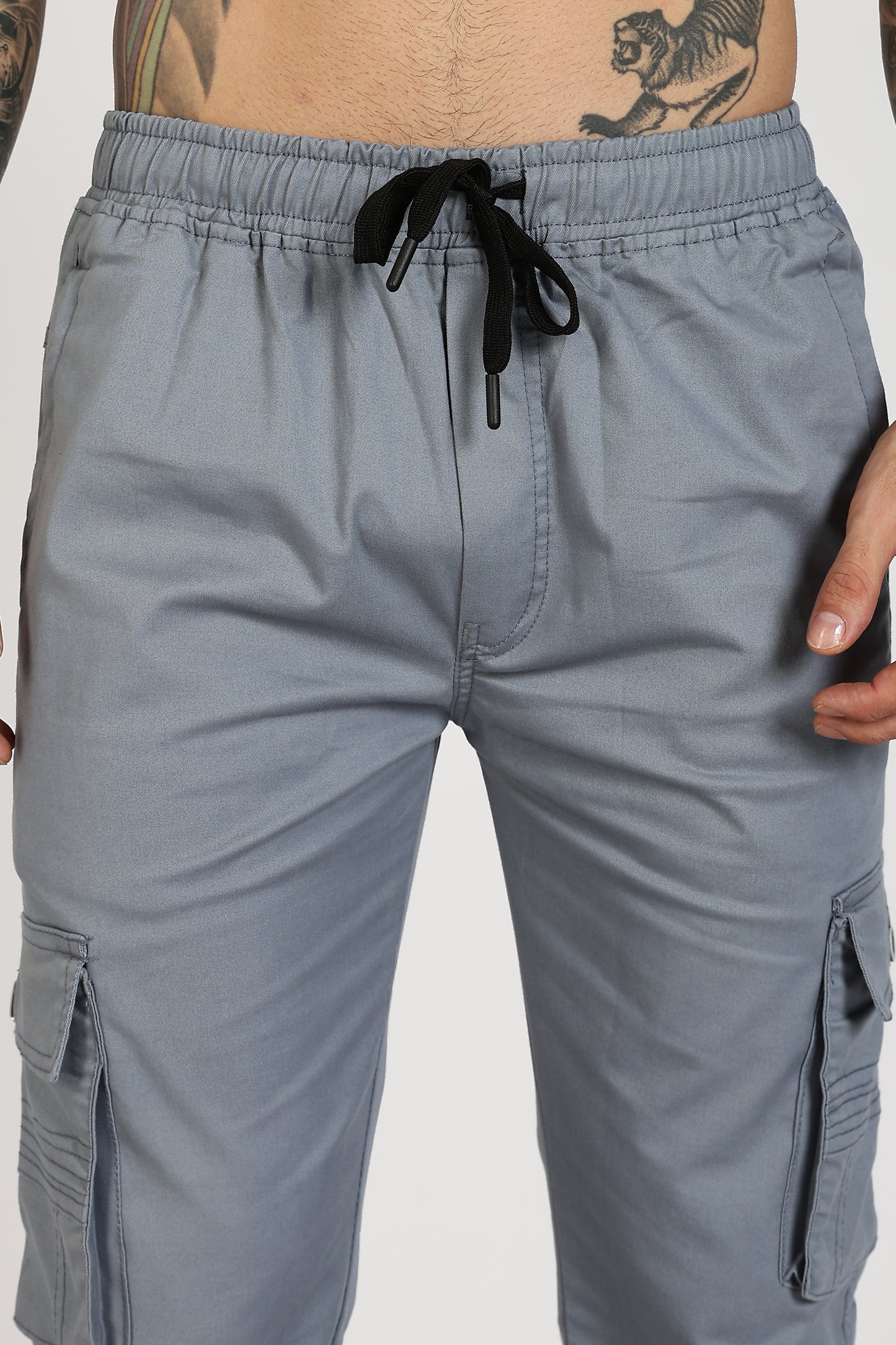 Men's Steel Grey Power Stride Solid Jogger Cotton