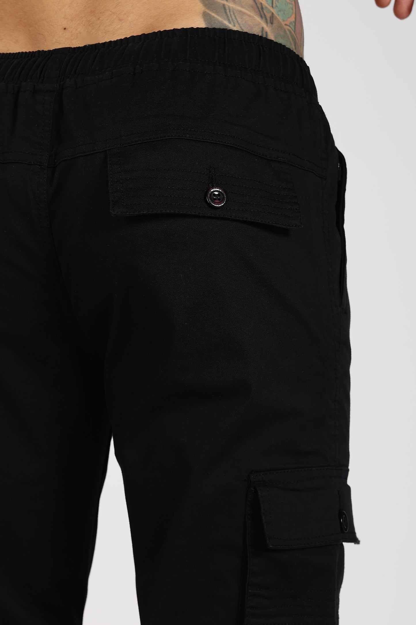 Men's Black Power Stride Solid Jogger Cotton