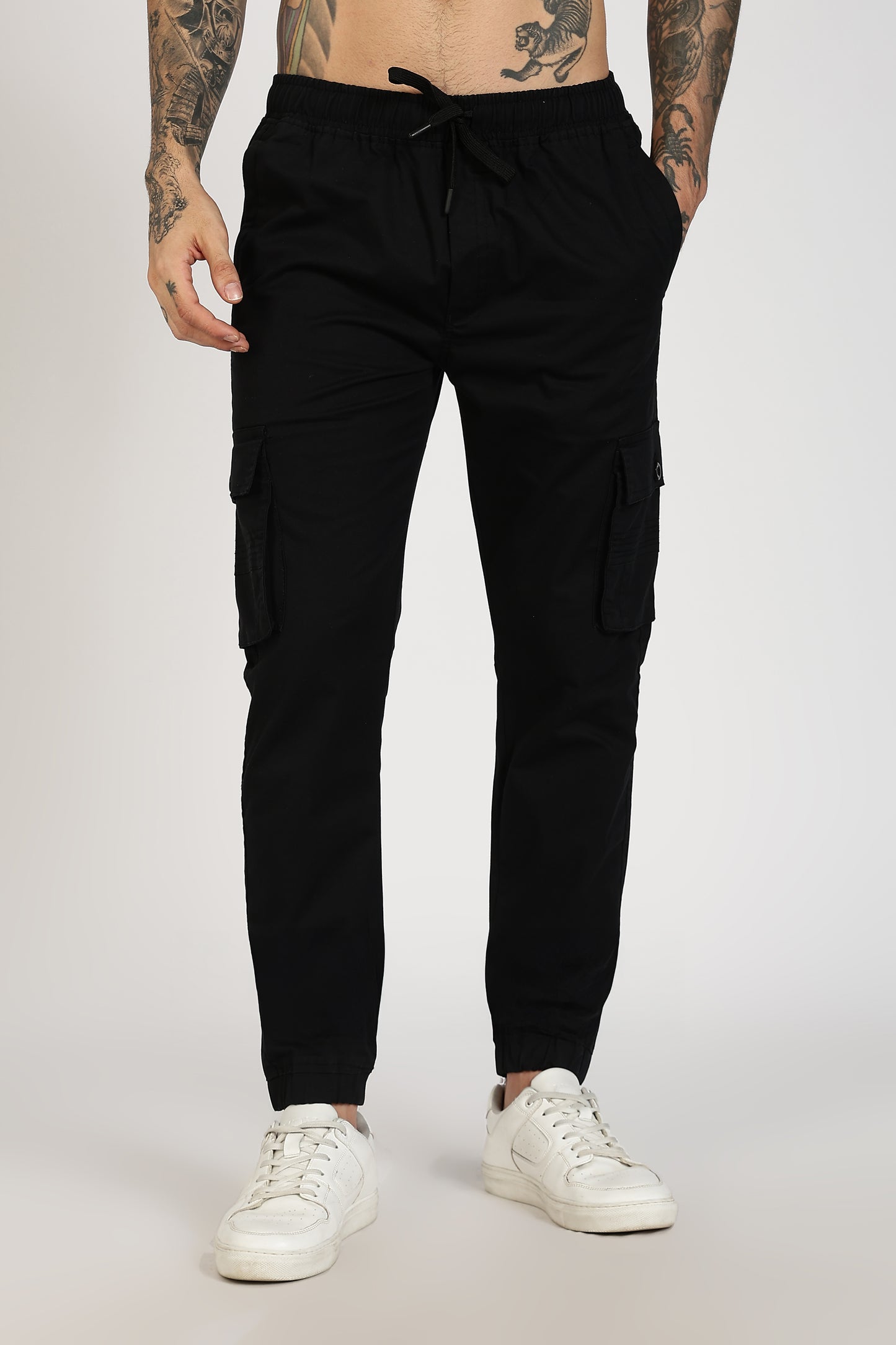 Men's Black Power Stride Solid Jogger Cotton