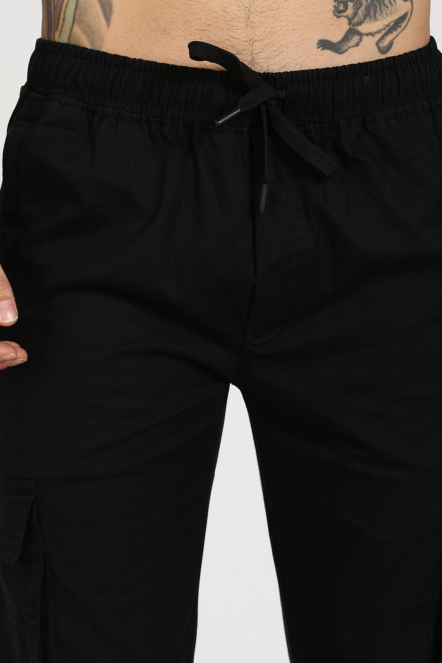 Men's Black Power Stride Solid Jogger Cotton
