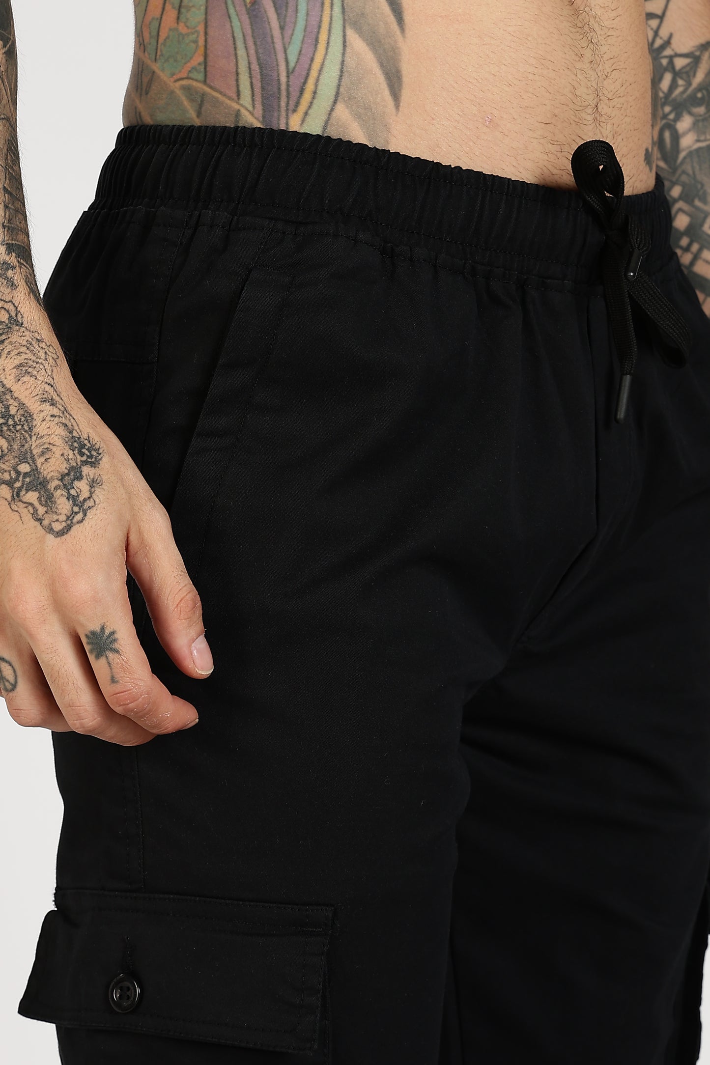 Men's Black Power Stride Solid Jogger Cotton