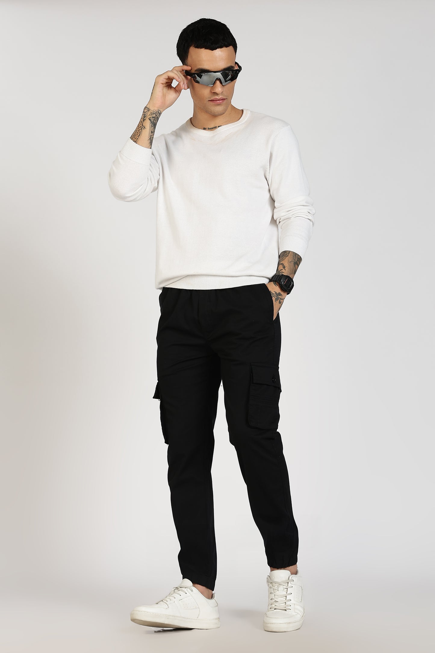Men's Black Power Stride Solid Jogger Cotton