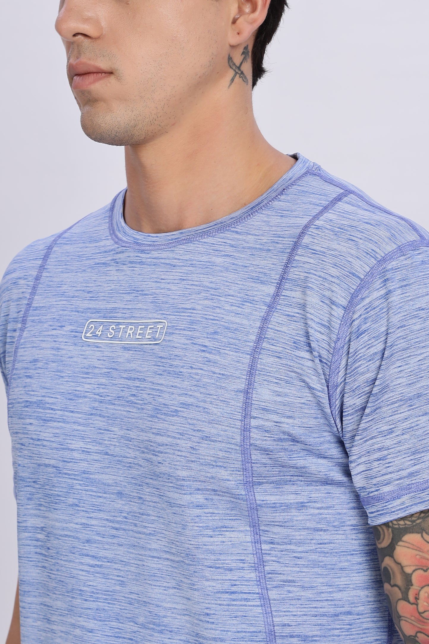 Men's Sky Blue Active Wear Half Sleeve T-shirt