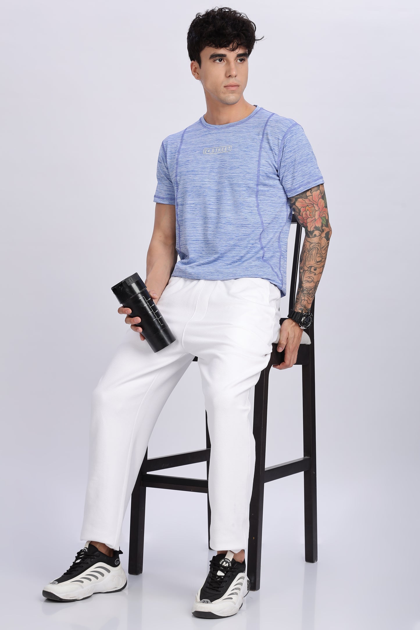 Men's Sky Blue Active Wear Half Sleeve T-shirt