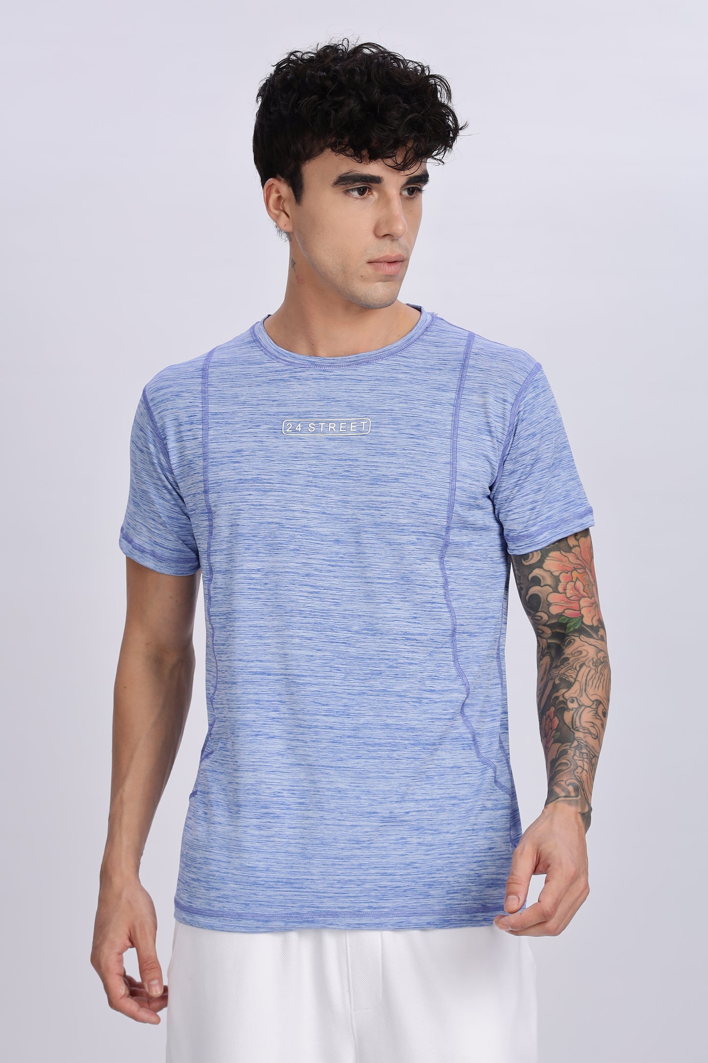 Men's Sky Blue Active Wear Half Sleeve T-shirt