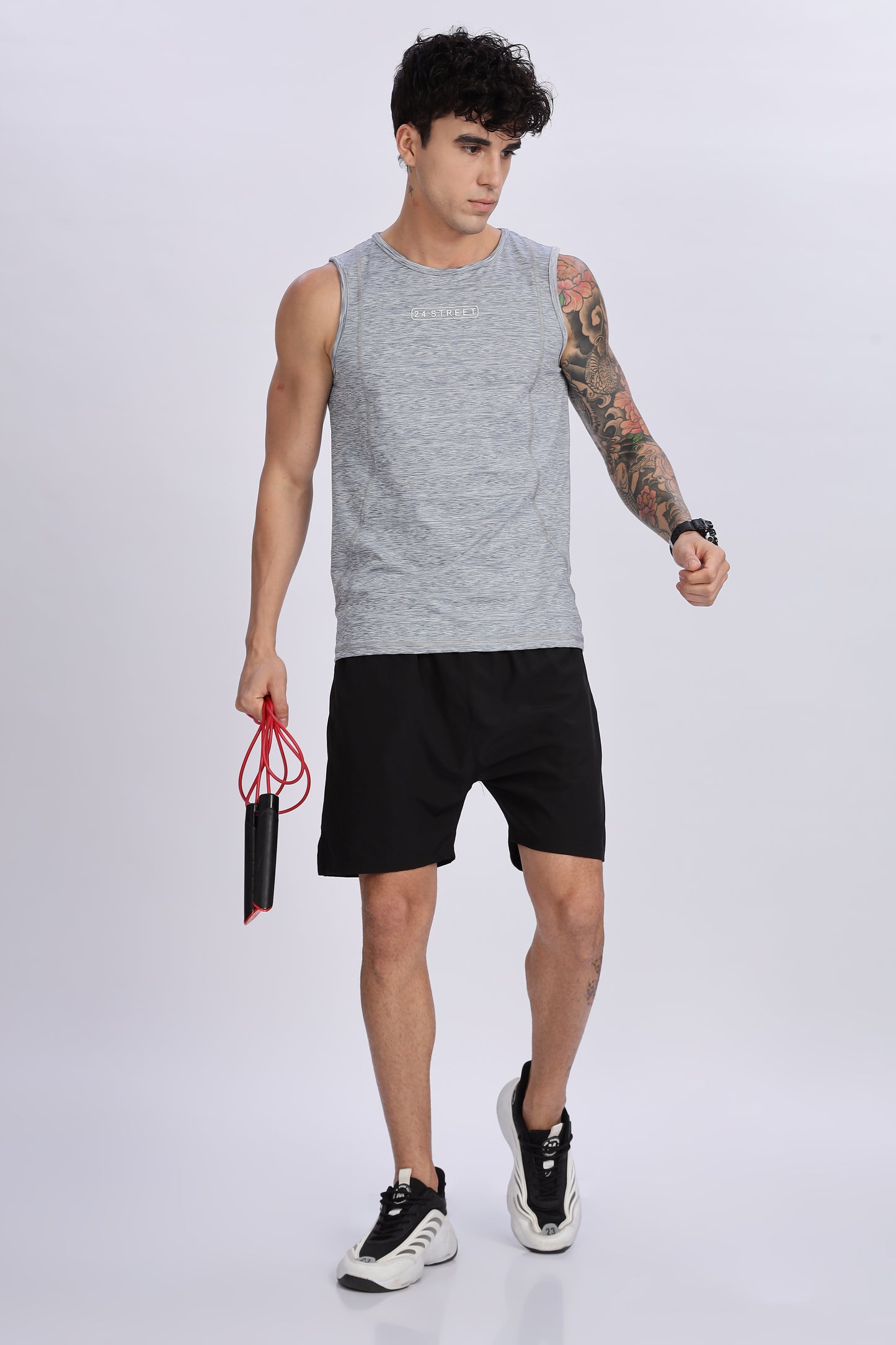 Men's Light Grey Active Wear SandoTshirt