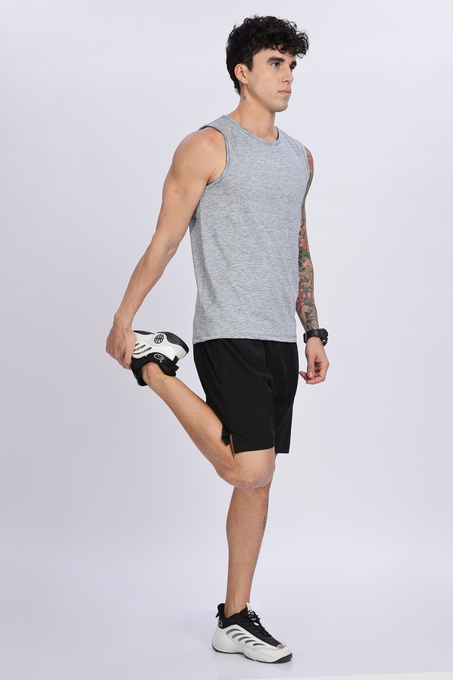 Men's Light Grey Active Wear SandoTshirt