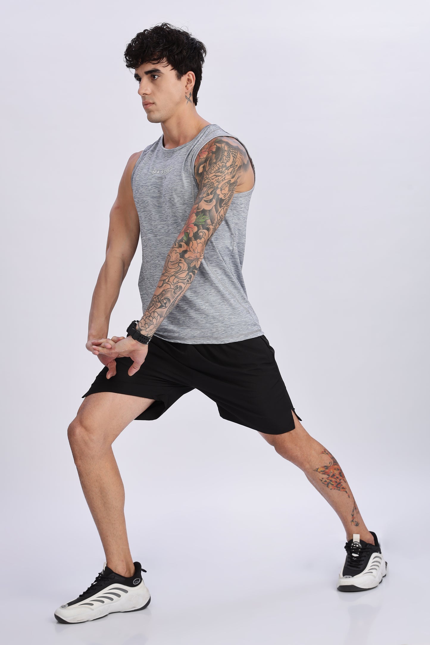 Men's Light Grey Active Wear SandoTshirt