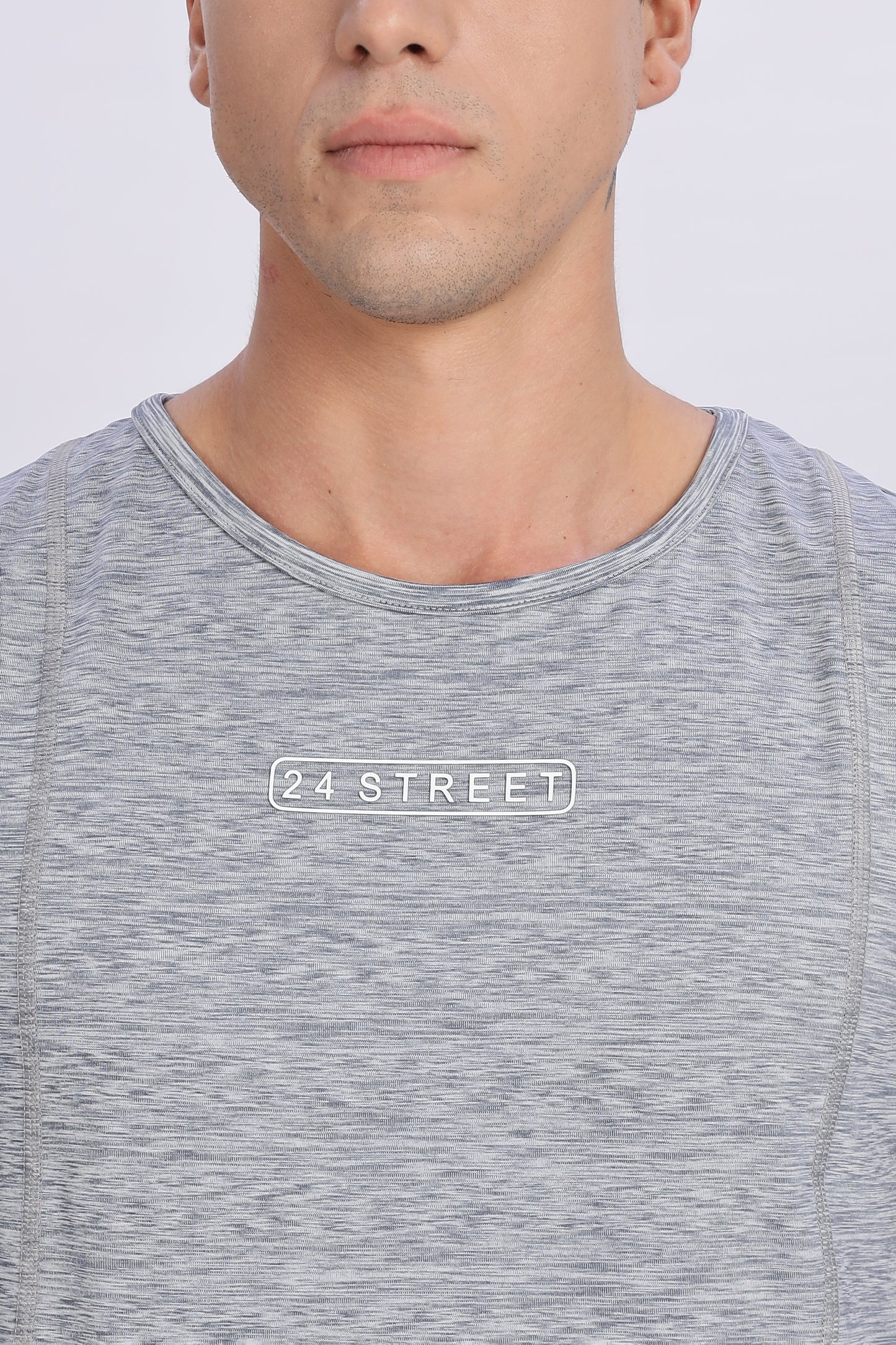 Men's Light Grey Active Wear SandoTshirt