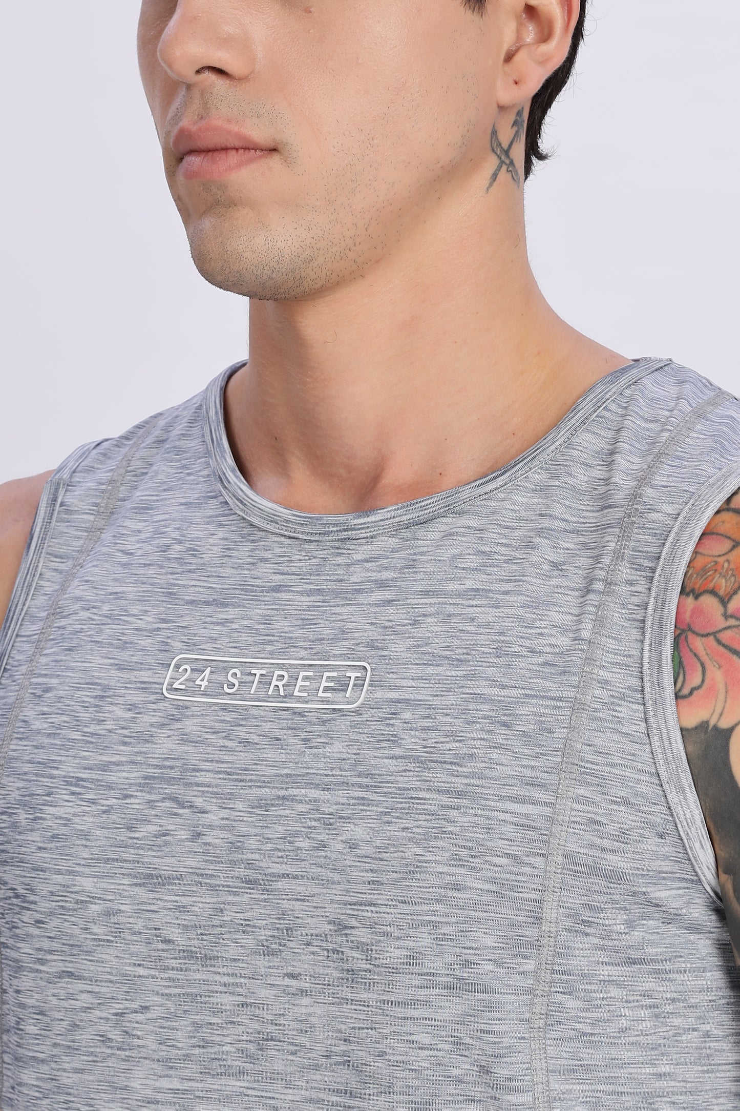 Men's Light Grey Active Wear SandoTshirt