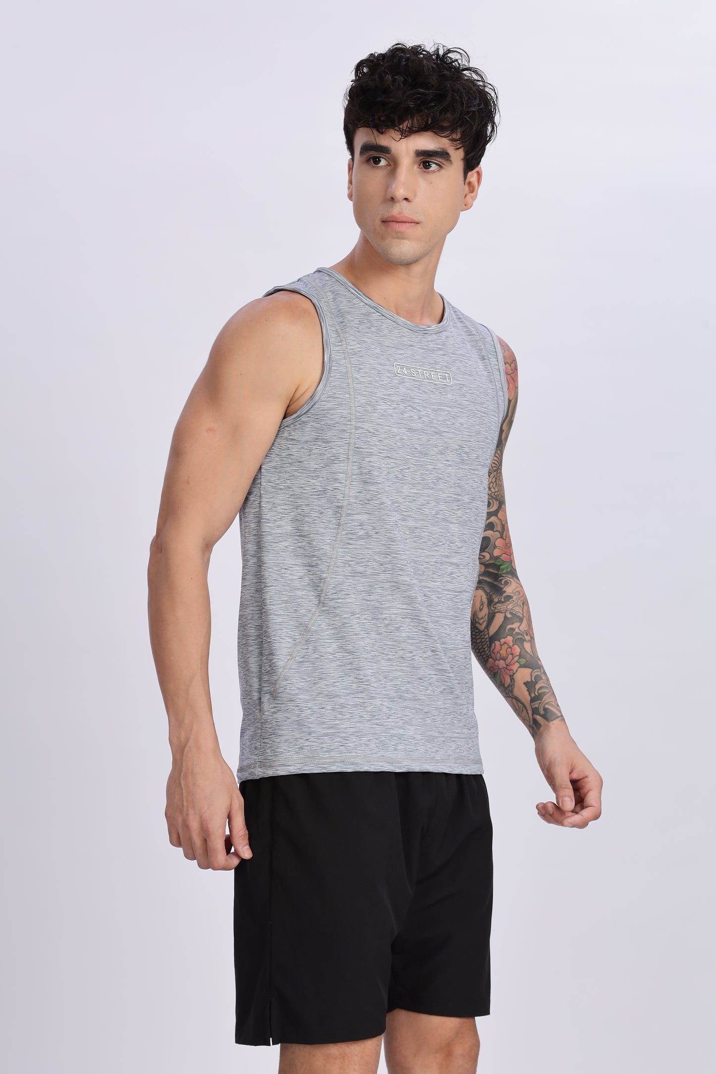 Men's Light Grey Active Wear SandoTshirt