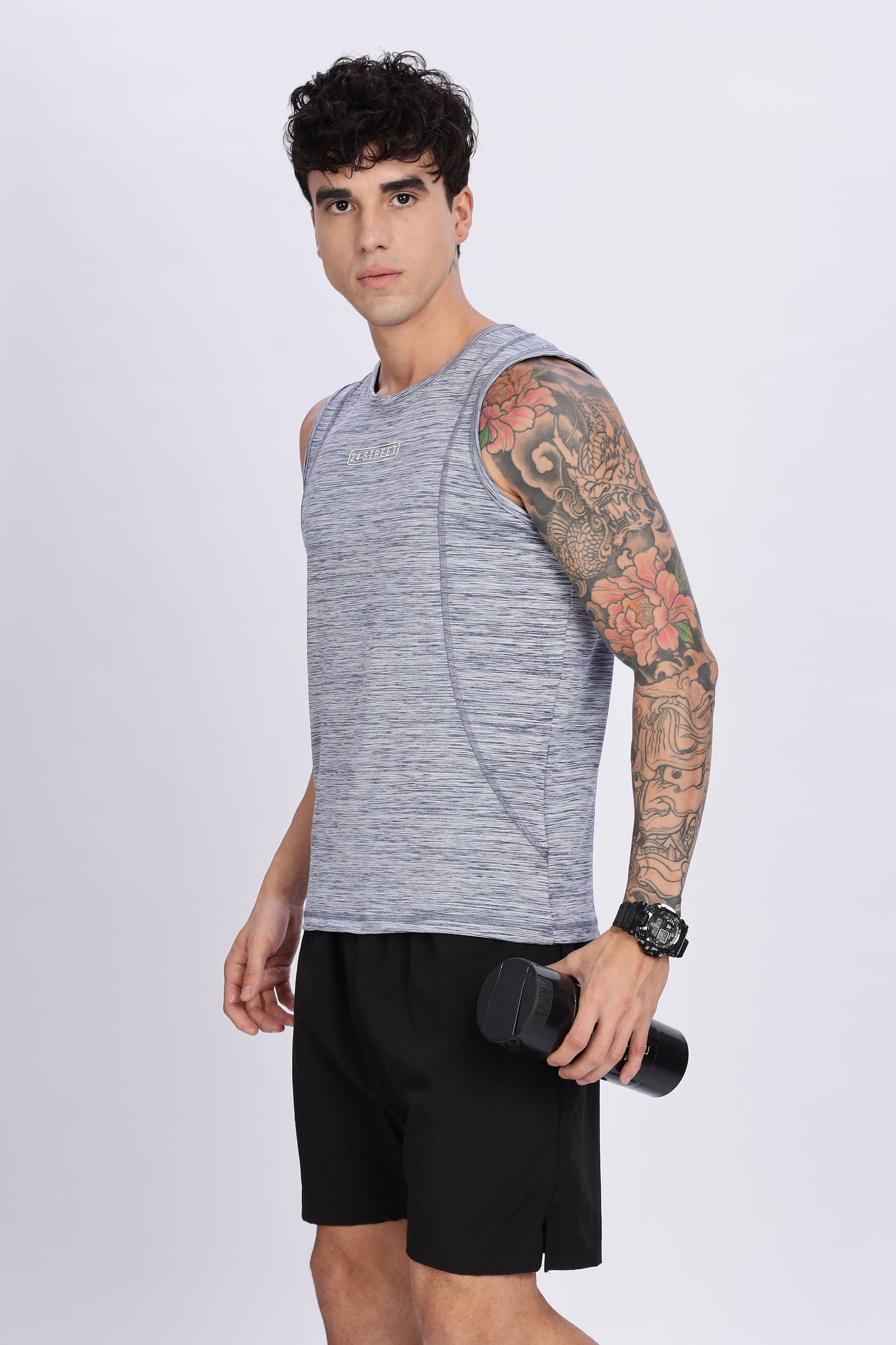 Men's Grey Active Wear SandoTshirt