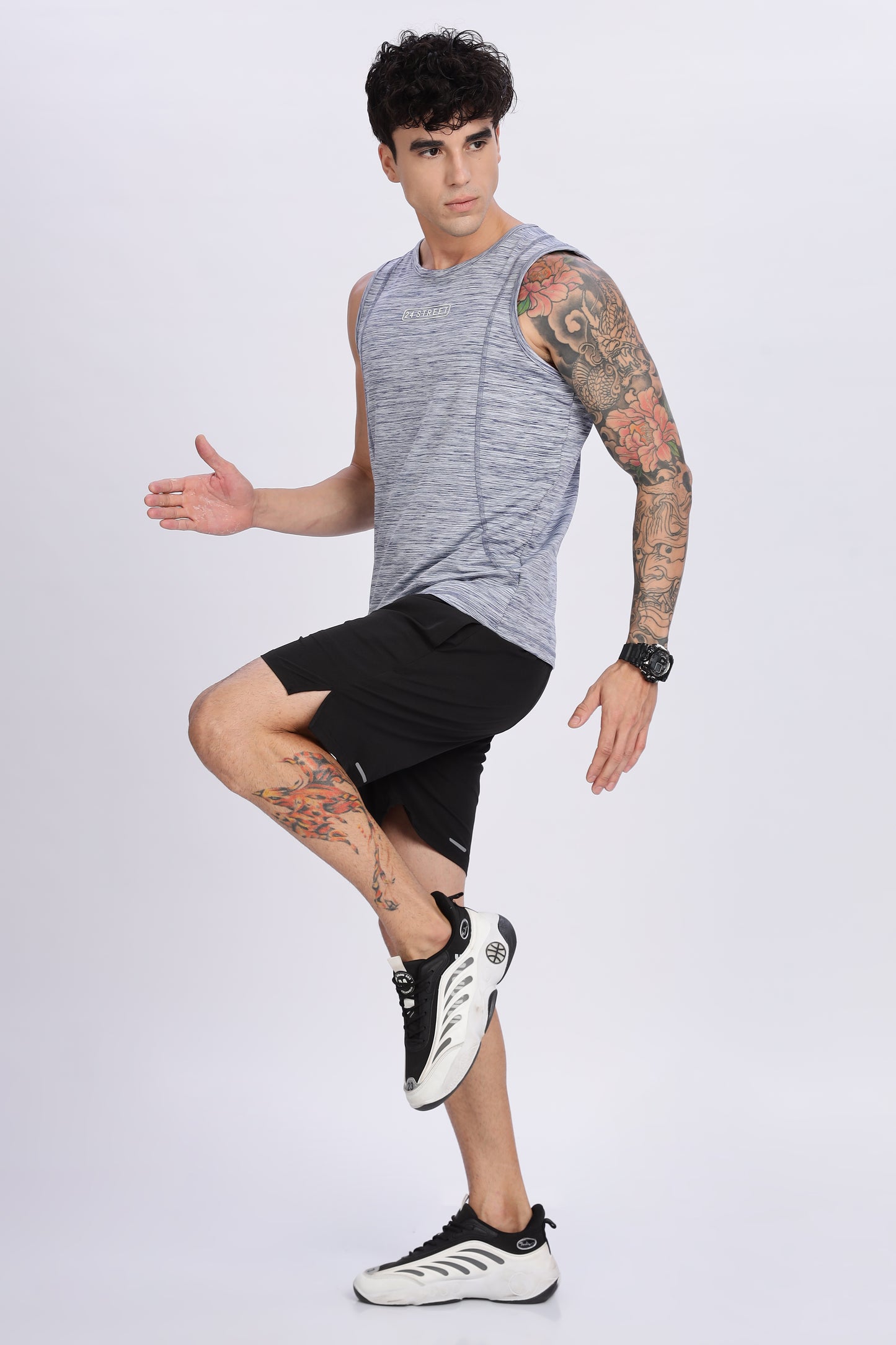 Men's Grey Active Wear SandoTshirt