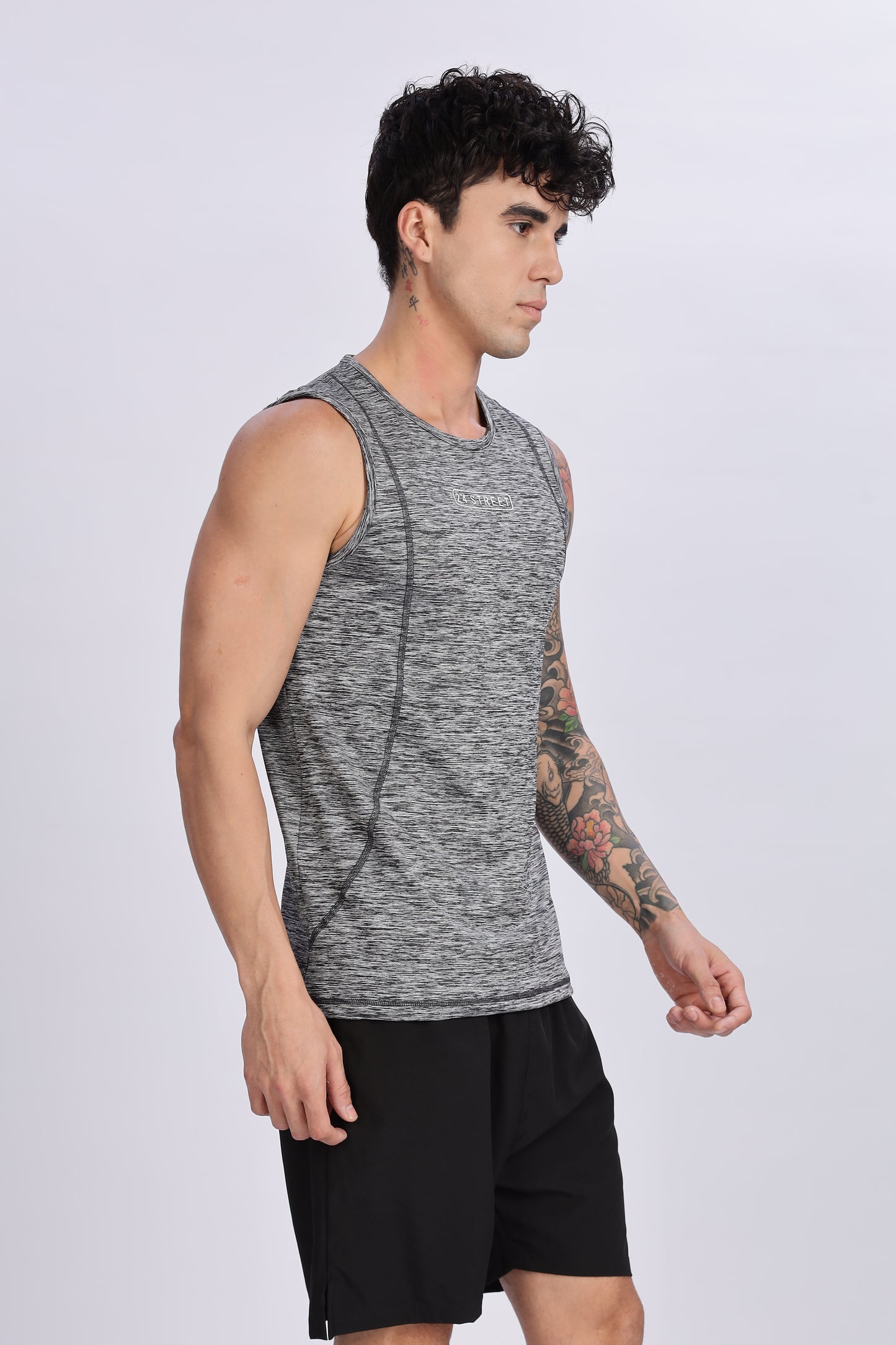 Men's Steel Grey Active Wear Sando Tshirt