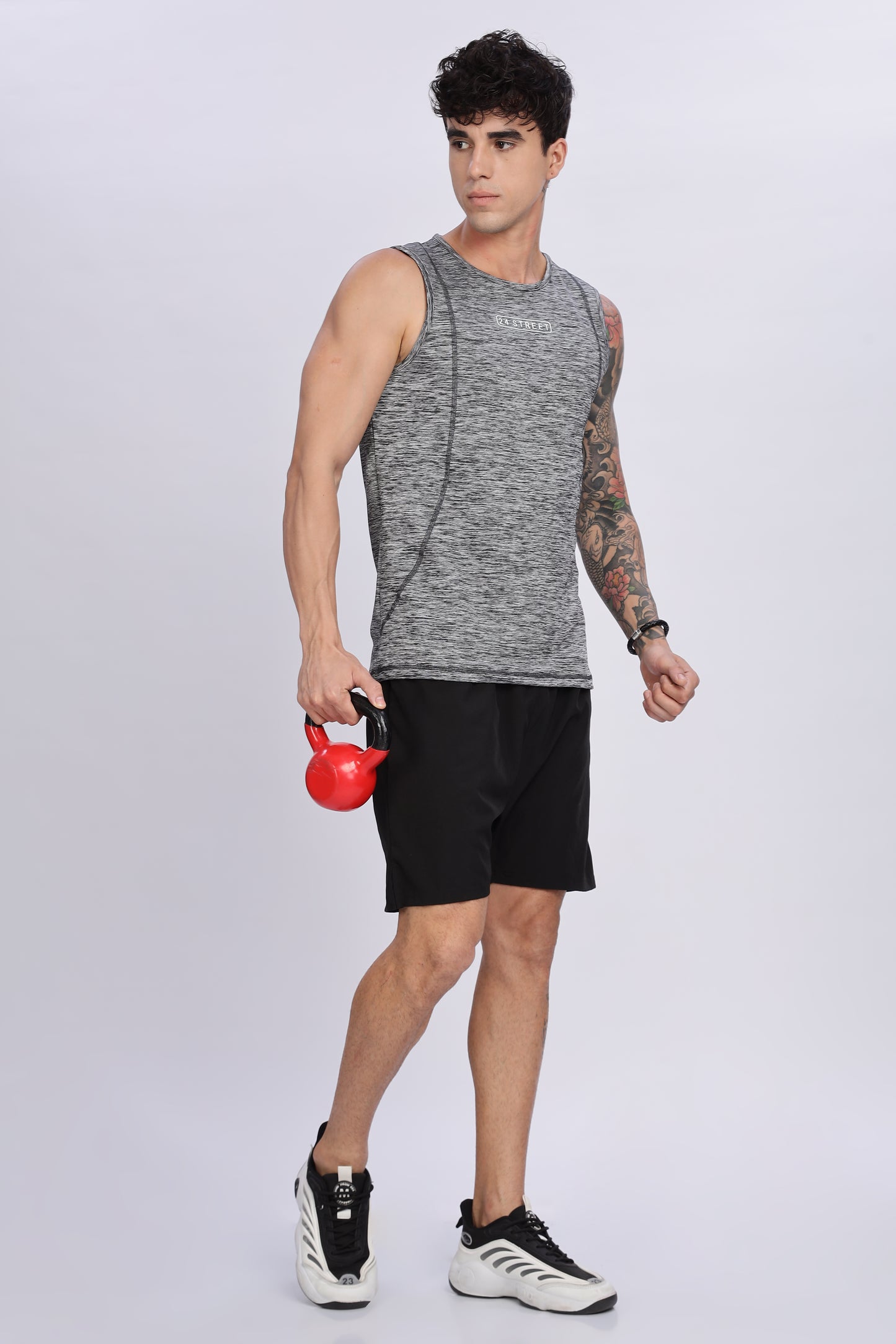 Men's Steel Grey Active Wear Sando Tshirt