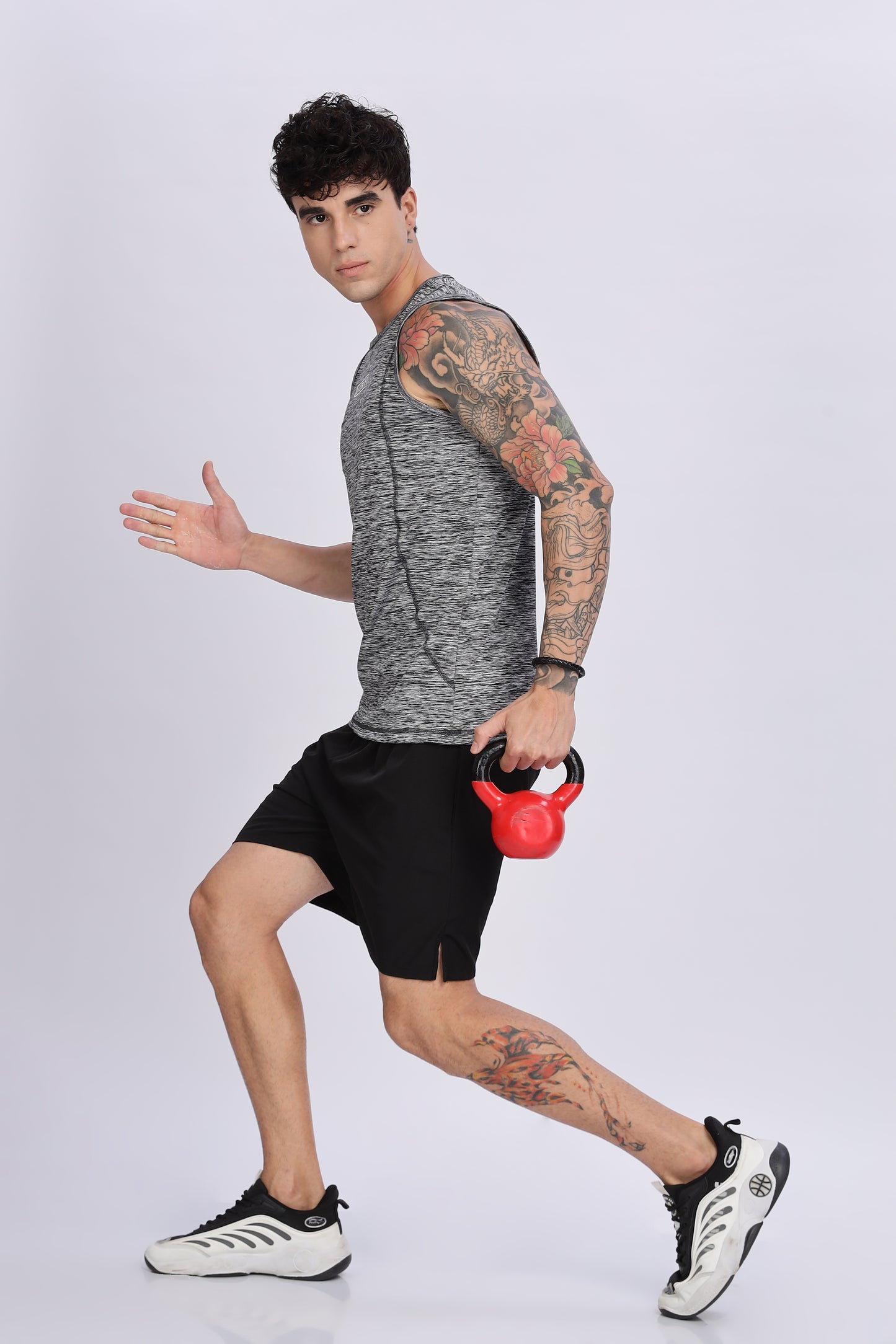 Men's Steel Grey Active Wear Sando Tshirt