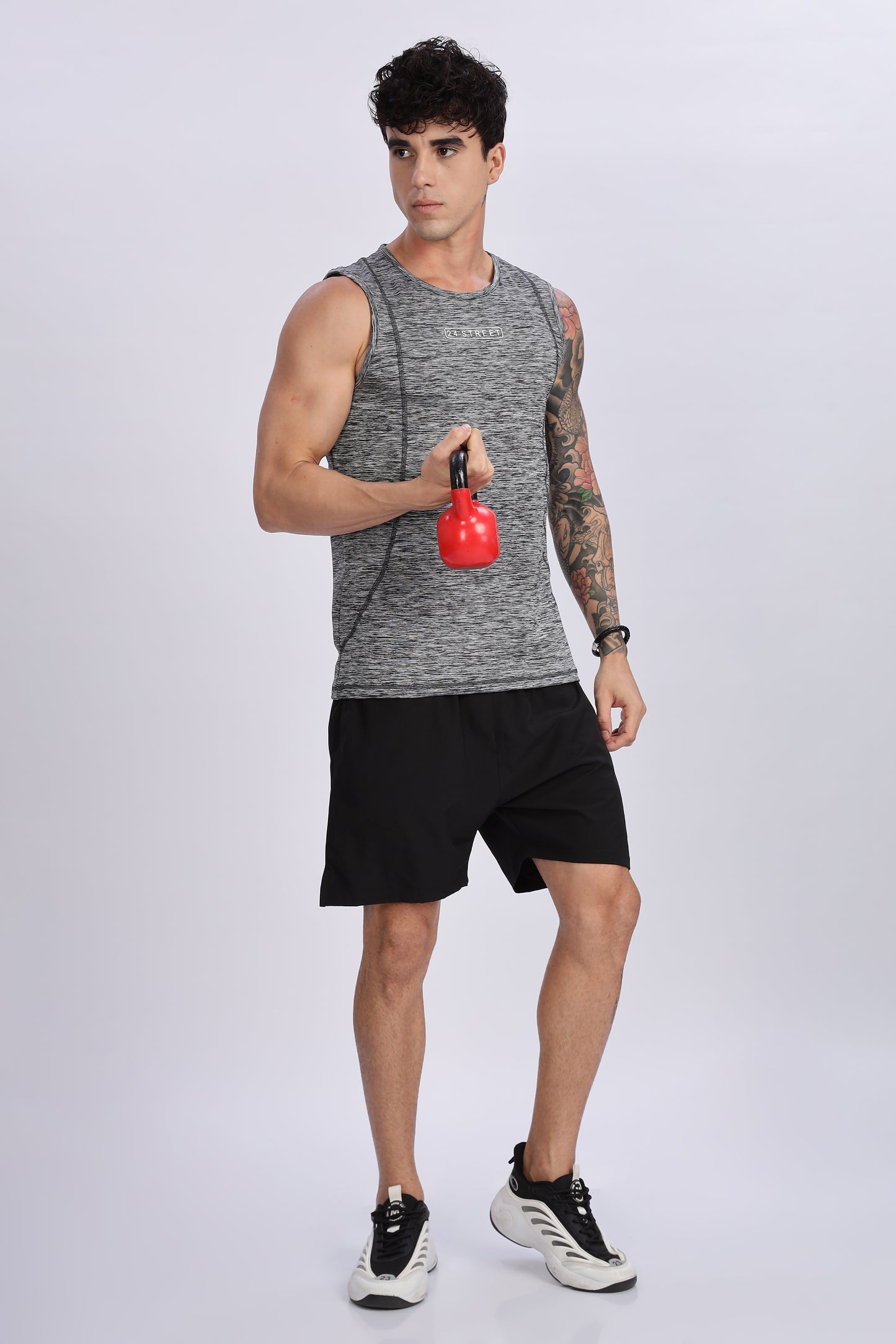 Men's Steel Grey Active Wear Sando Tshirt