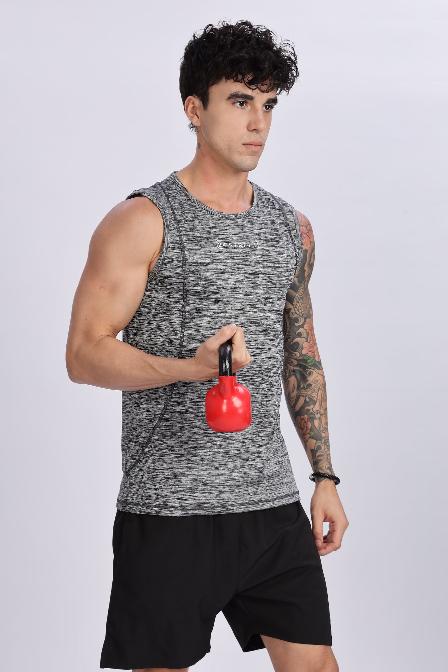 Men's Steel Grey Active Wear Sando Tshirt