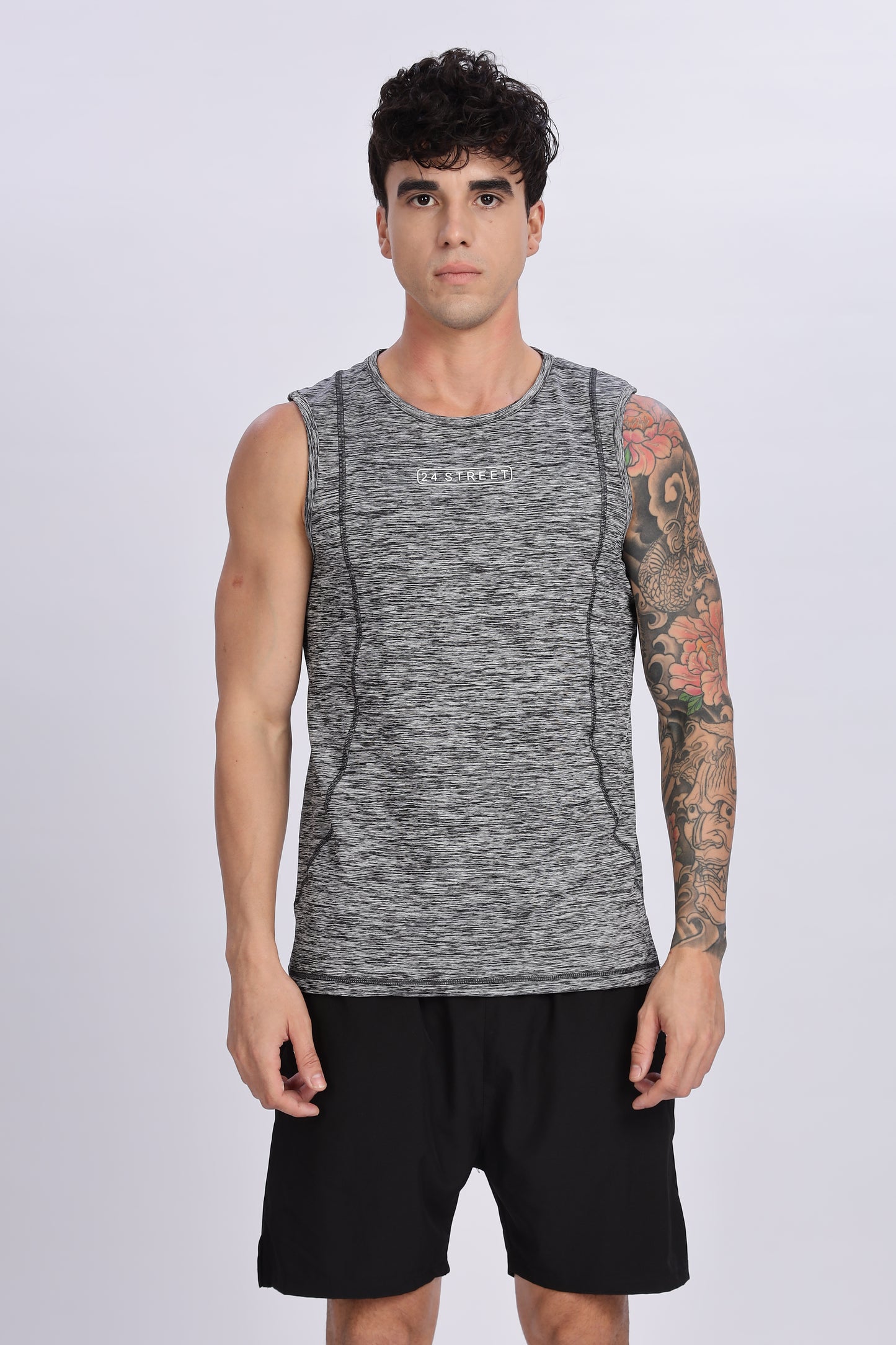 Men's Steel Grey Active Wear Sando Tshirt