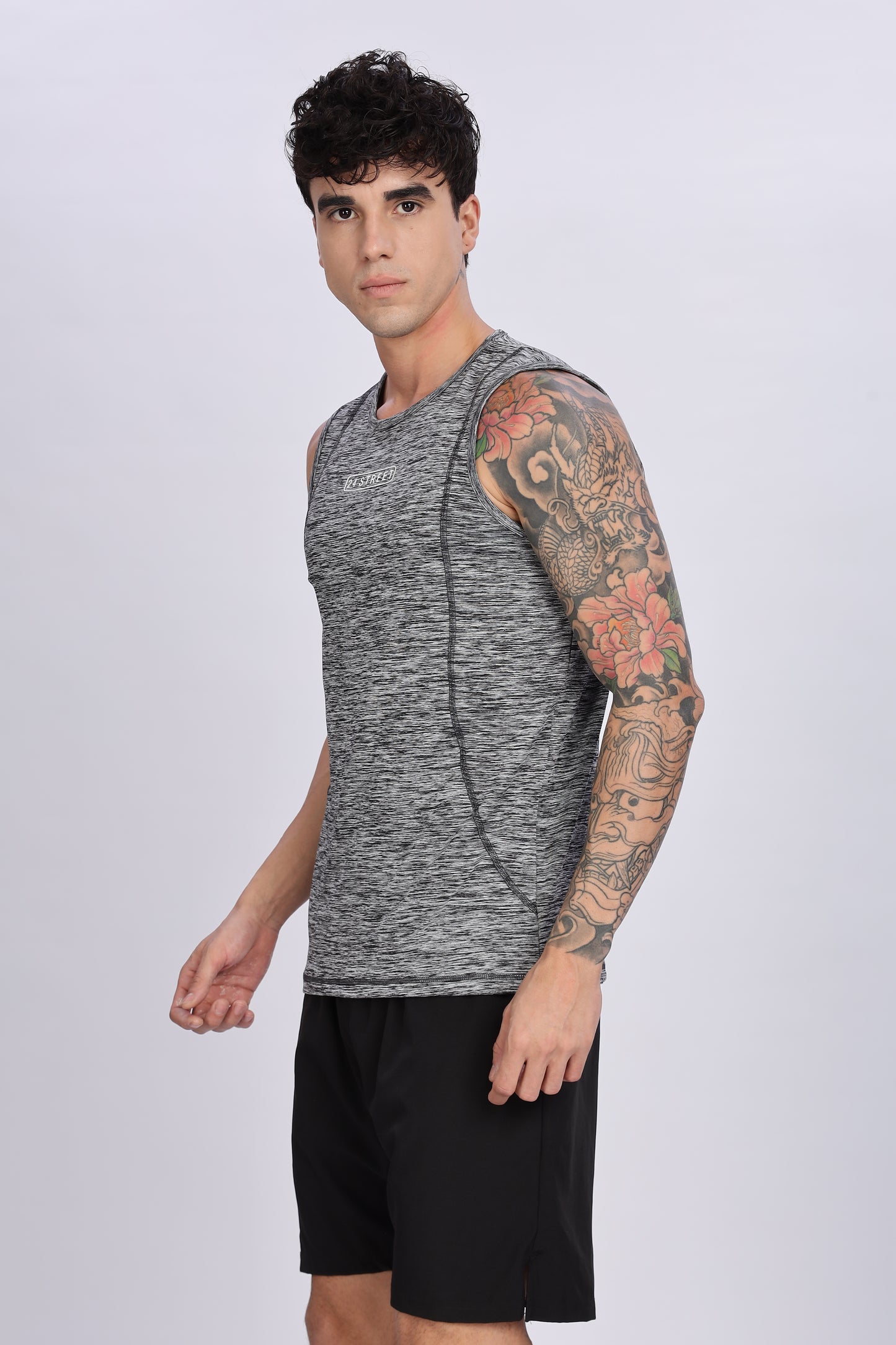 Men's Steel Grey Active Wear Sando Tshirt