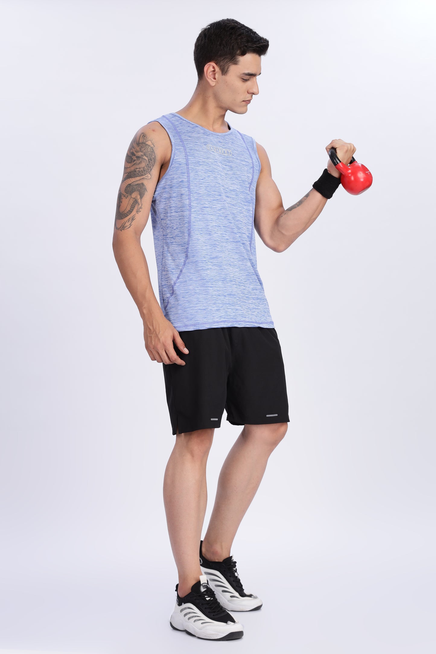 Men's Sky Blue Active Wear Sando Tshirt