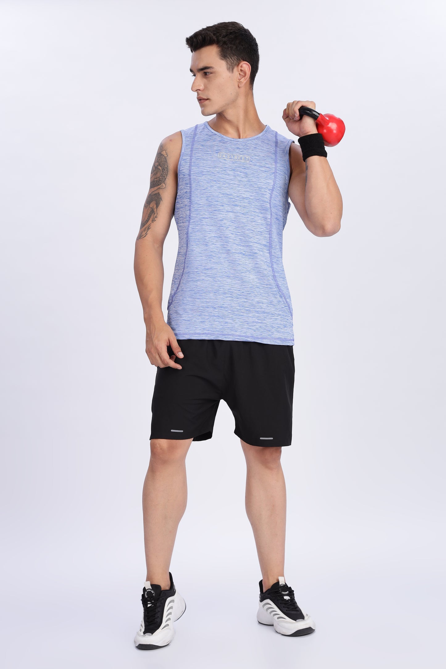 Men's Sky Blue Active Wear Sando Tshirt