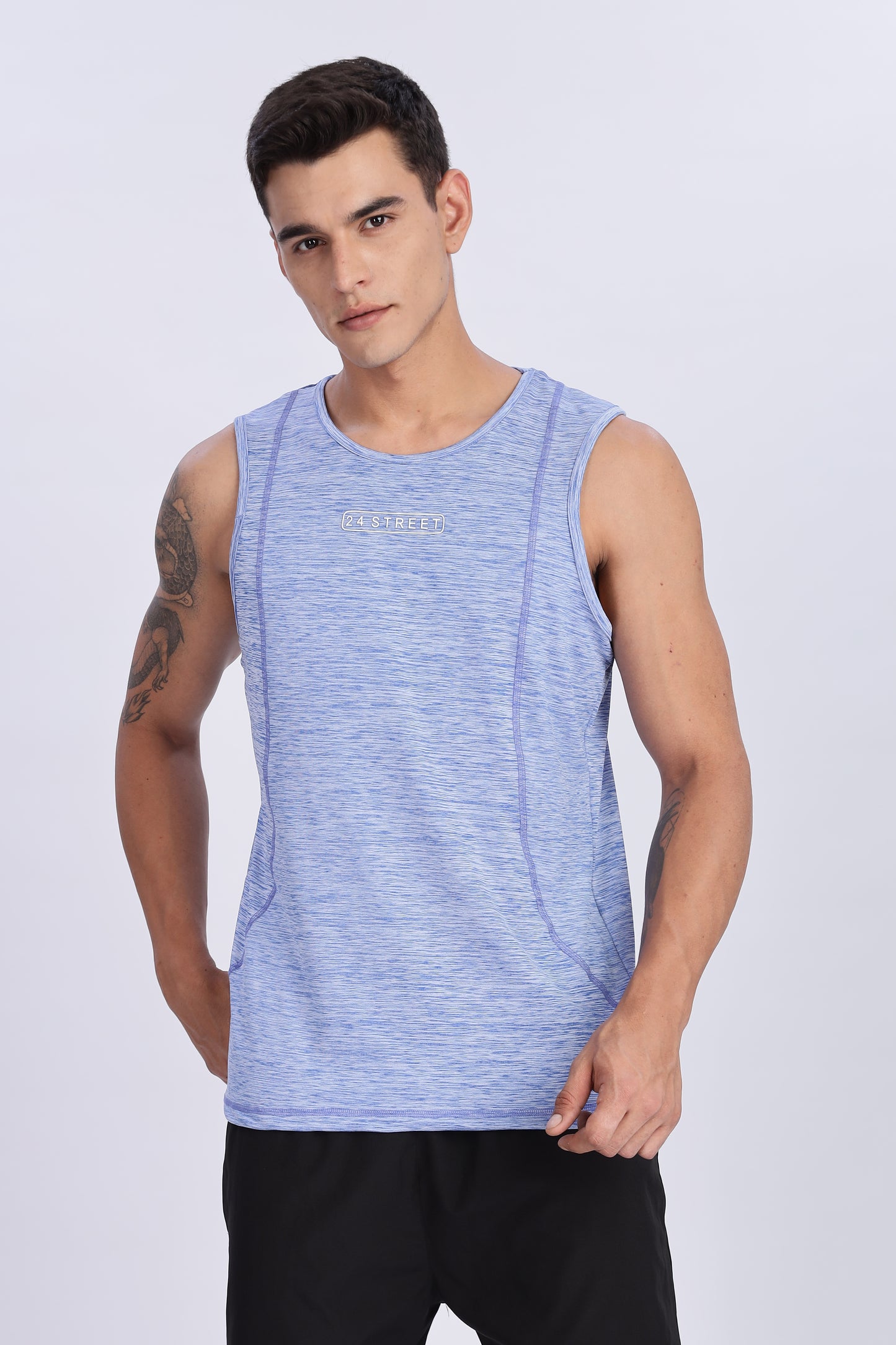 Men's Sky Blue Active Wear Sando Tshirt