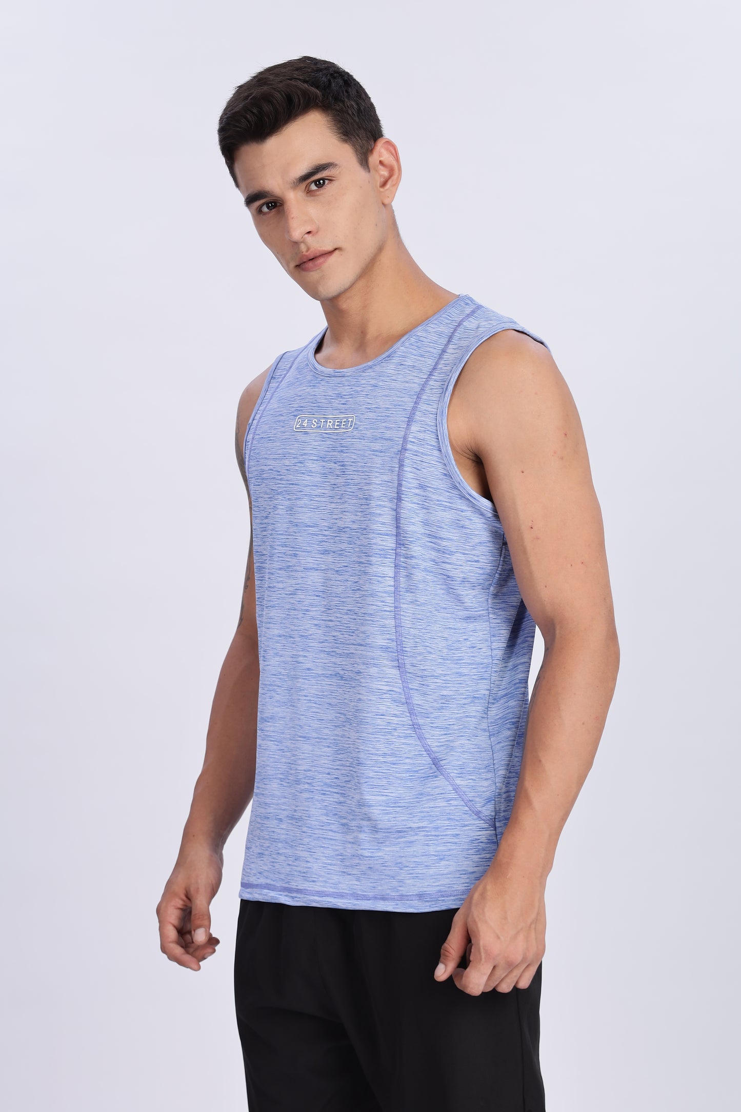Men's Sky Blue Active Wear Sando Tshirt