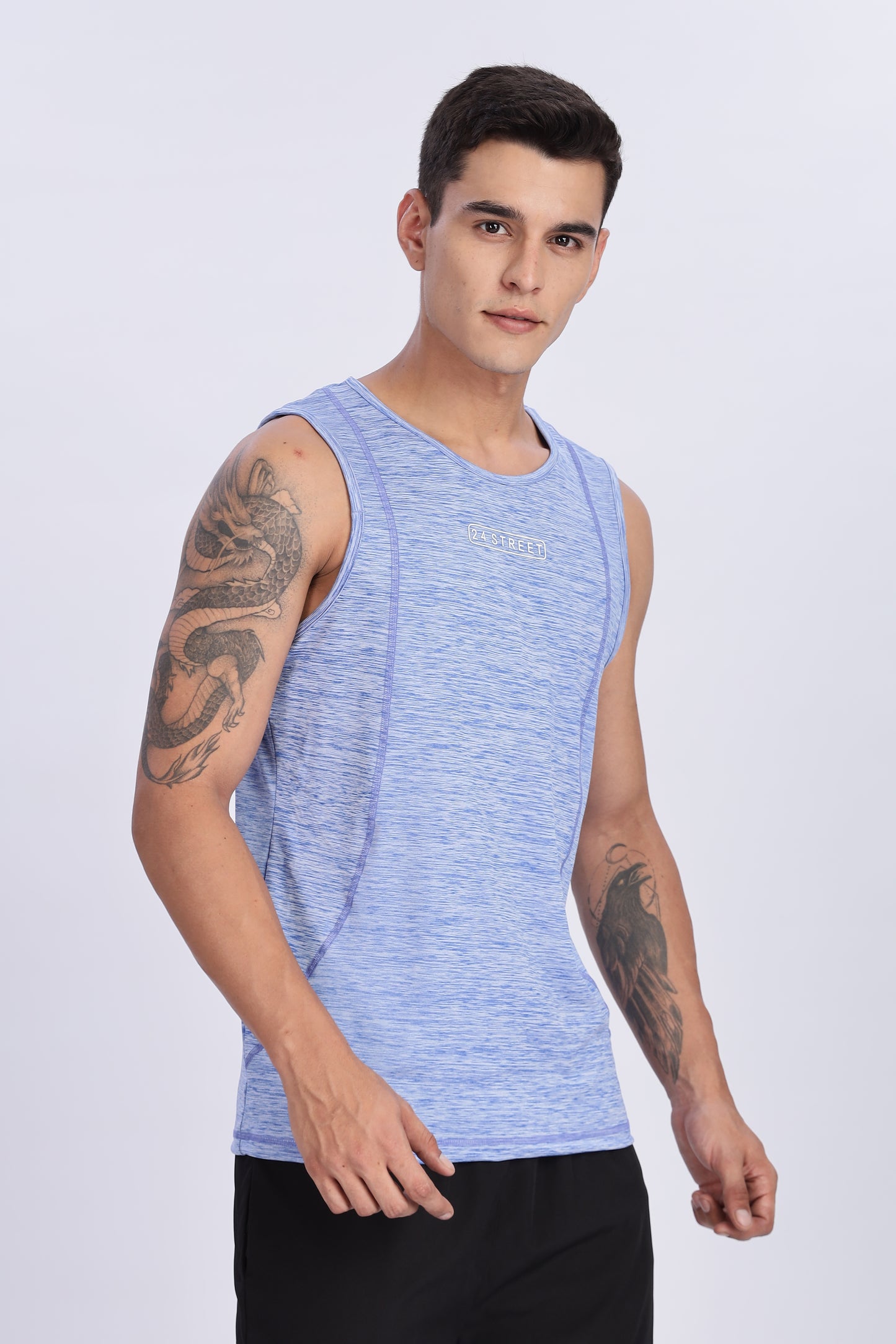 Men's Sky Blue Active Wear Sando Tshirt
